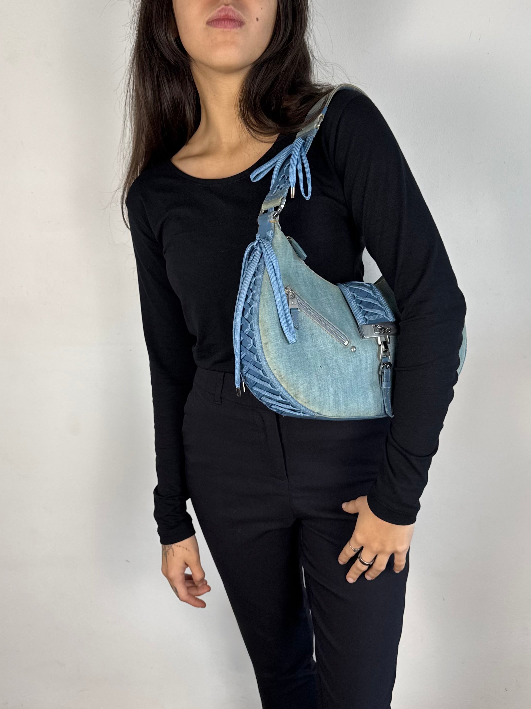 Christian Dior Denim Admit It Lace Up Corset Blue