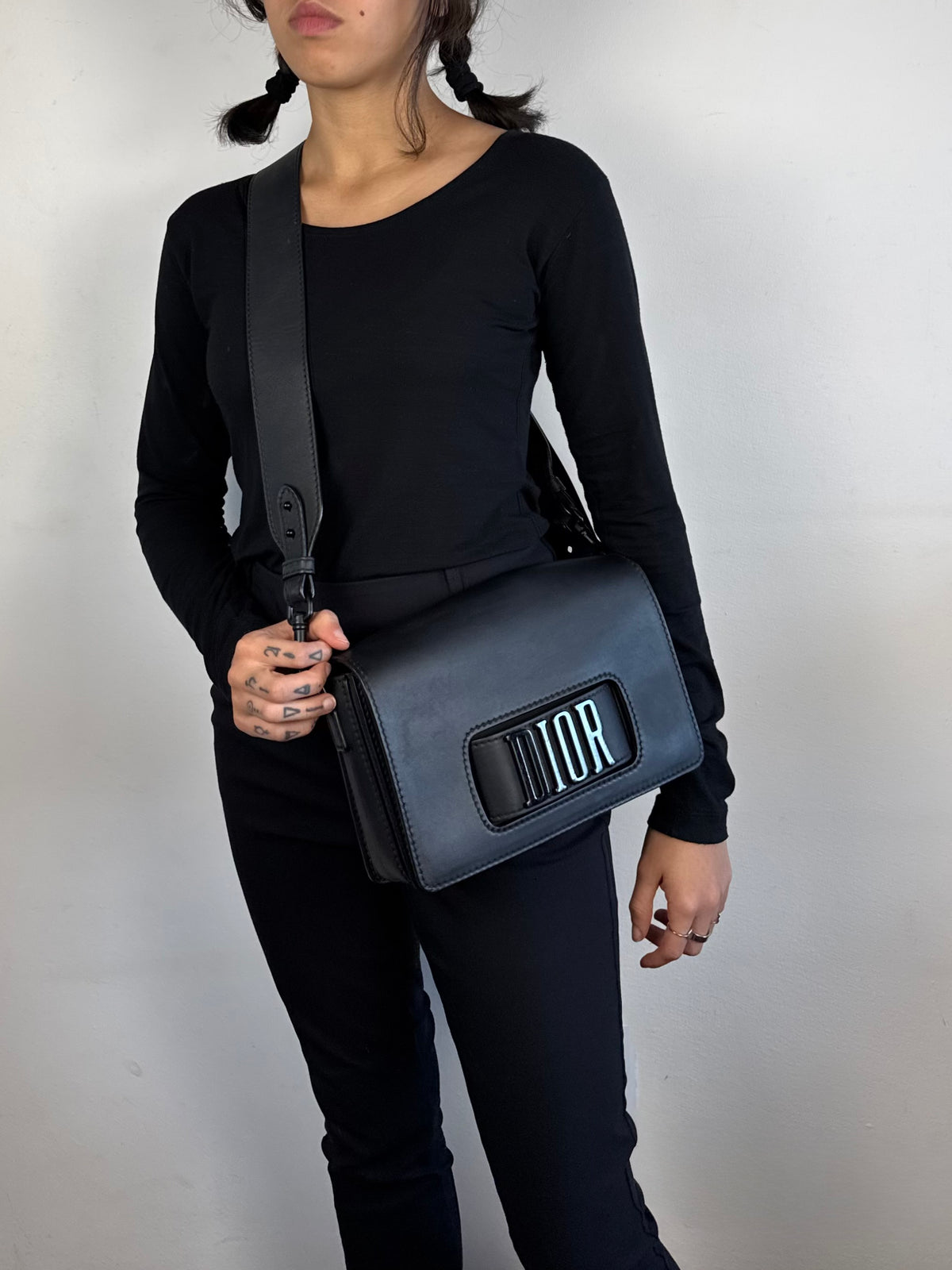 Christian Dio(r)evolution Black Ultramatte Calfskin Leather Flap Bag