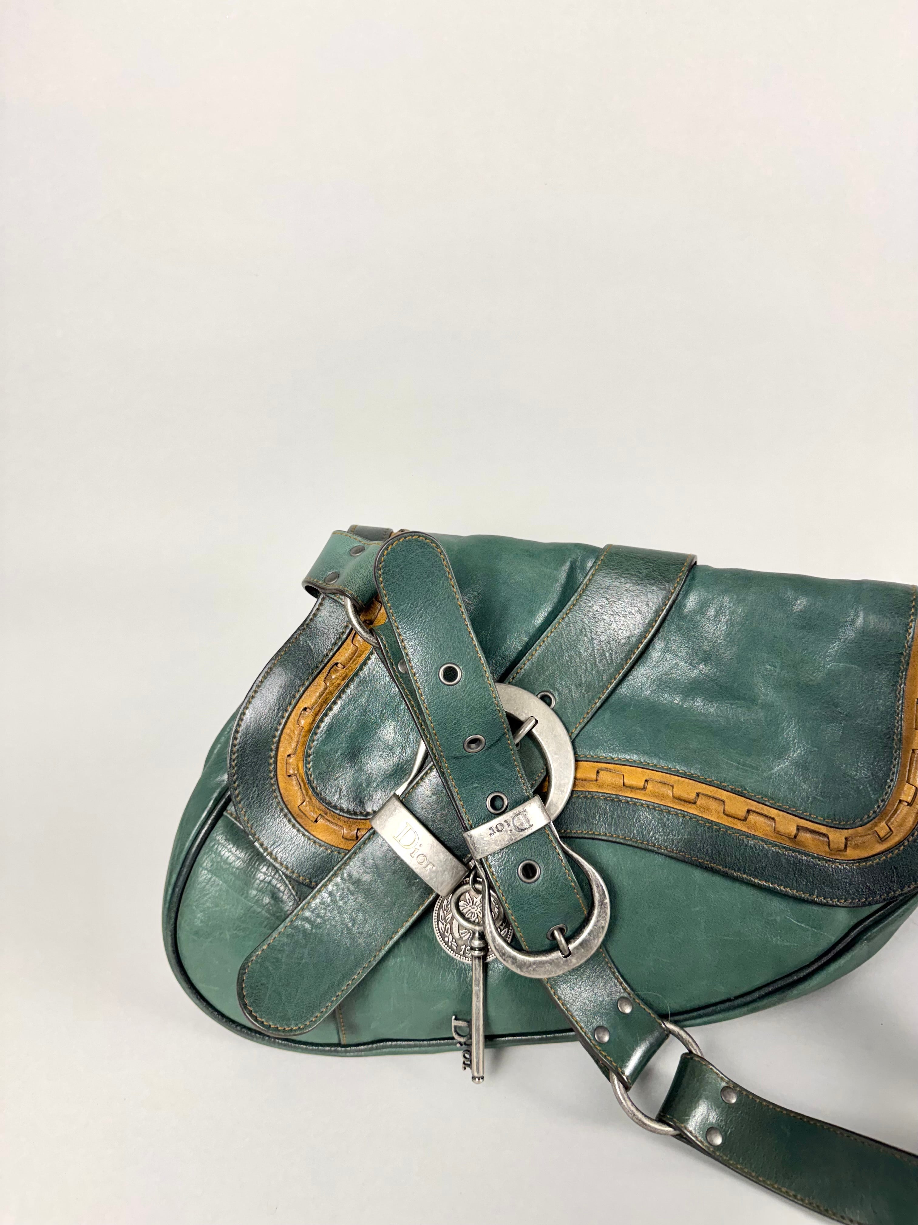Christian Dior Gaucho Double Leather Green