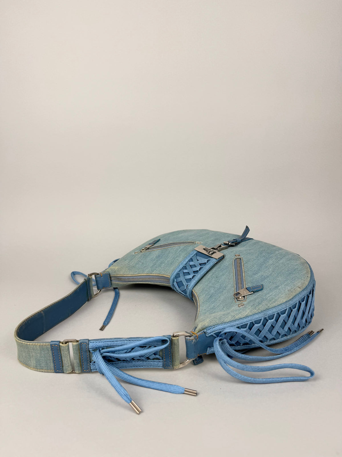 Christian Dior Denim Admit It Lace Up Corset Blue