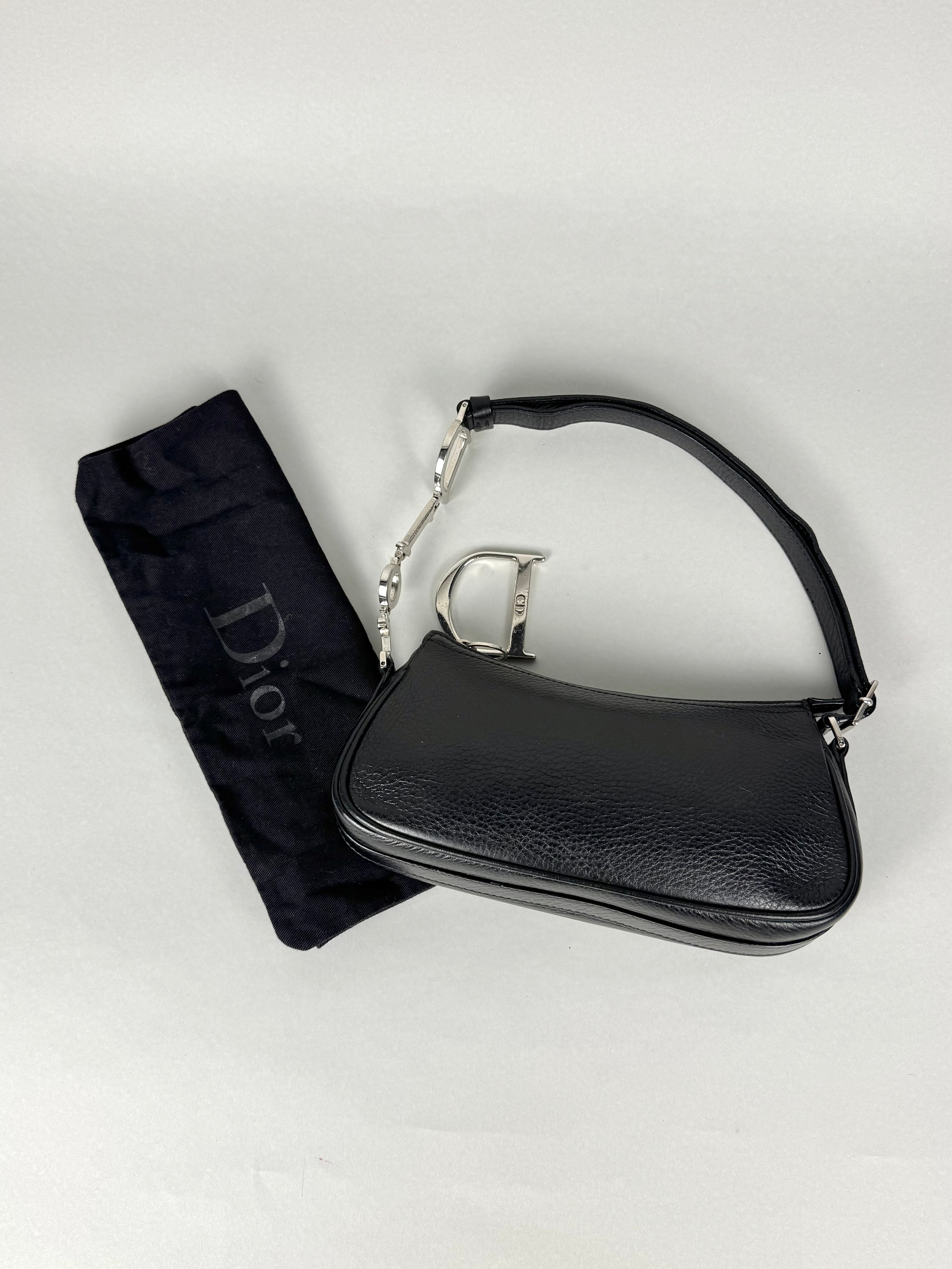 Christian Dior D Charms Black Leather Pochette