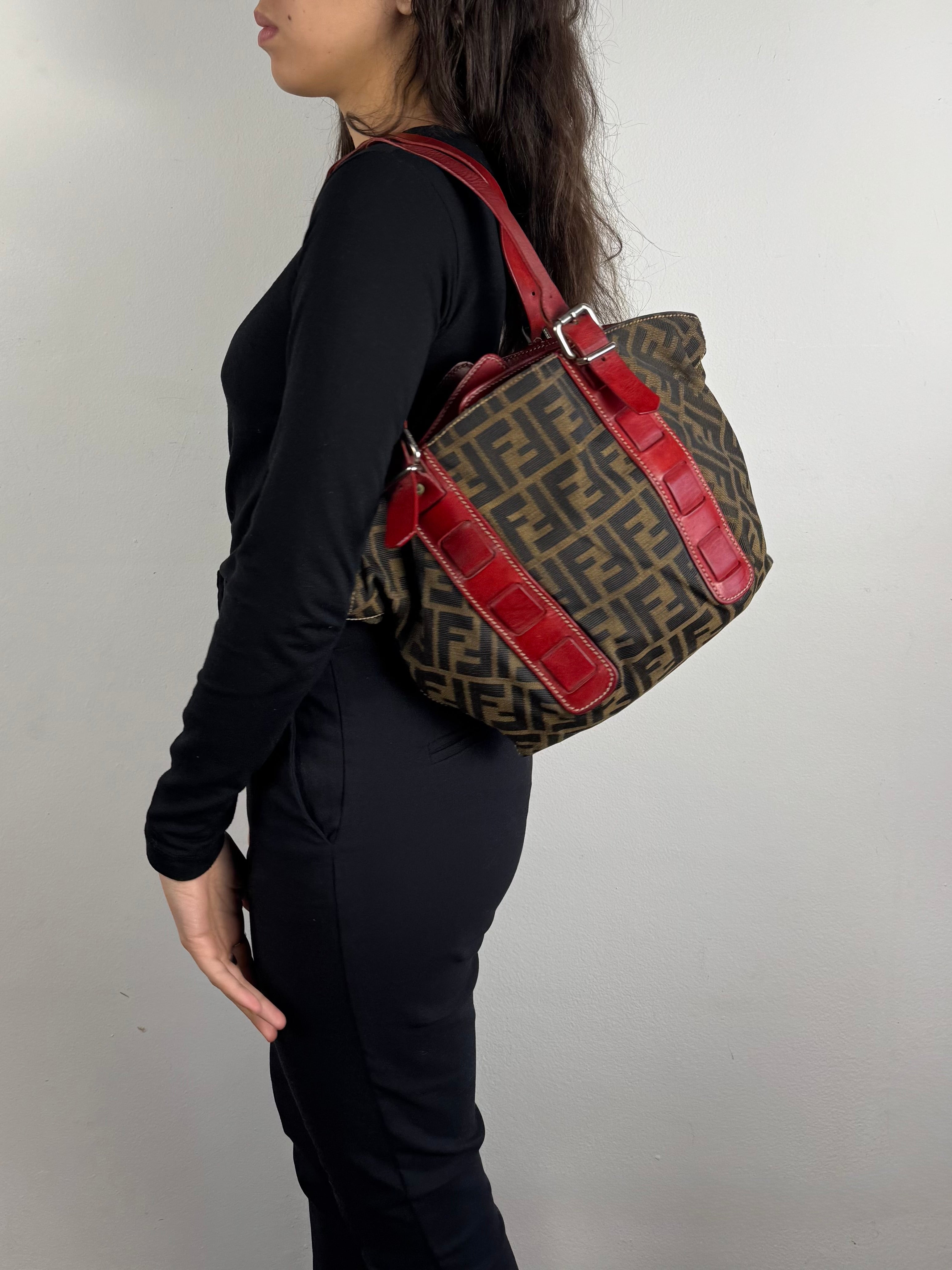 Fendi Monogram Zucca Origami Tote Shoulder Bag