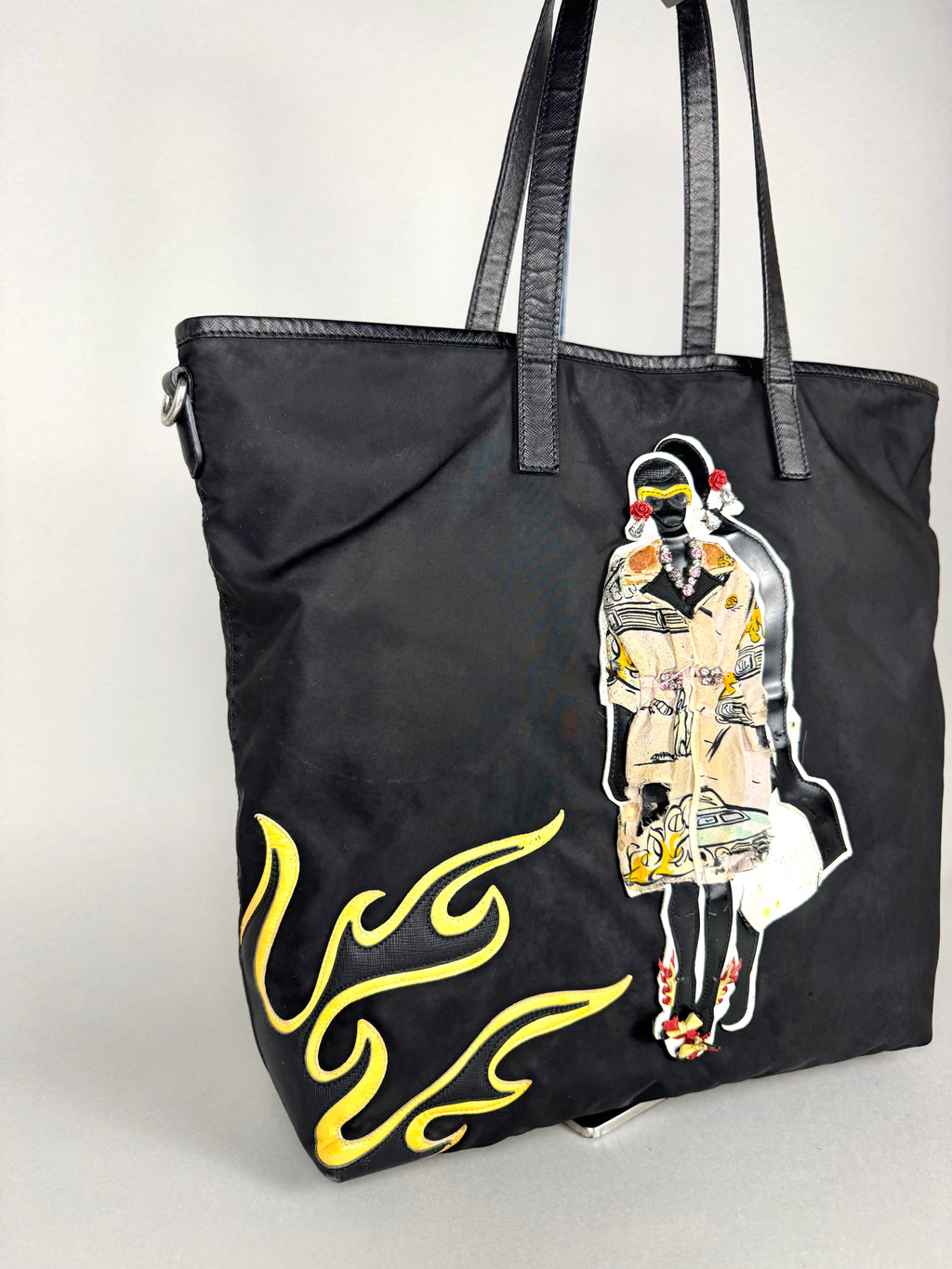 Prada Robot Nylon Black Tote