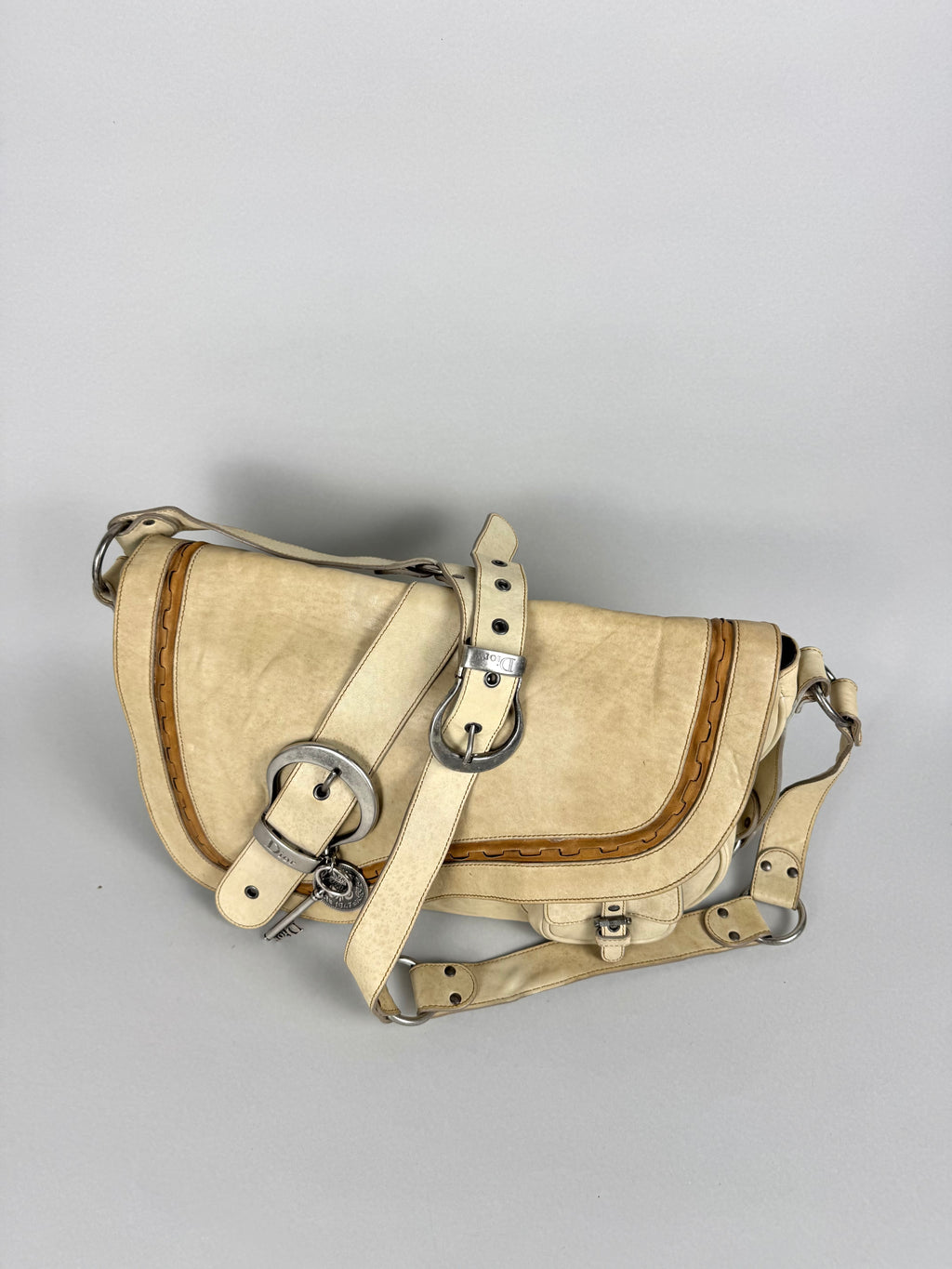 Christian Dior Gaucho Leather Off White Crossbody