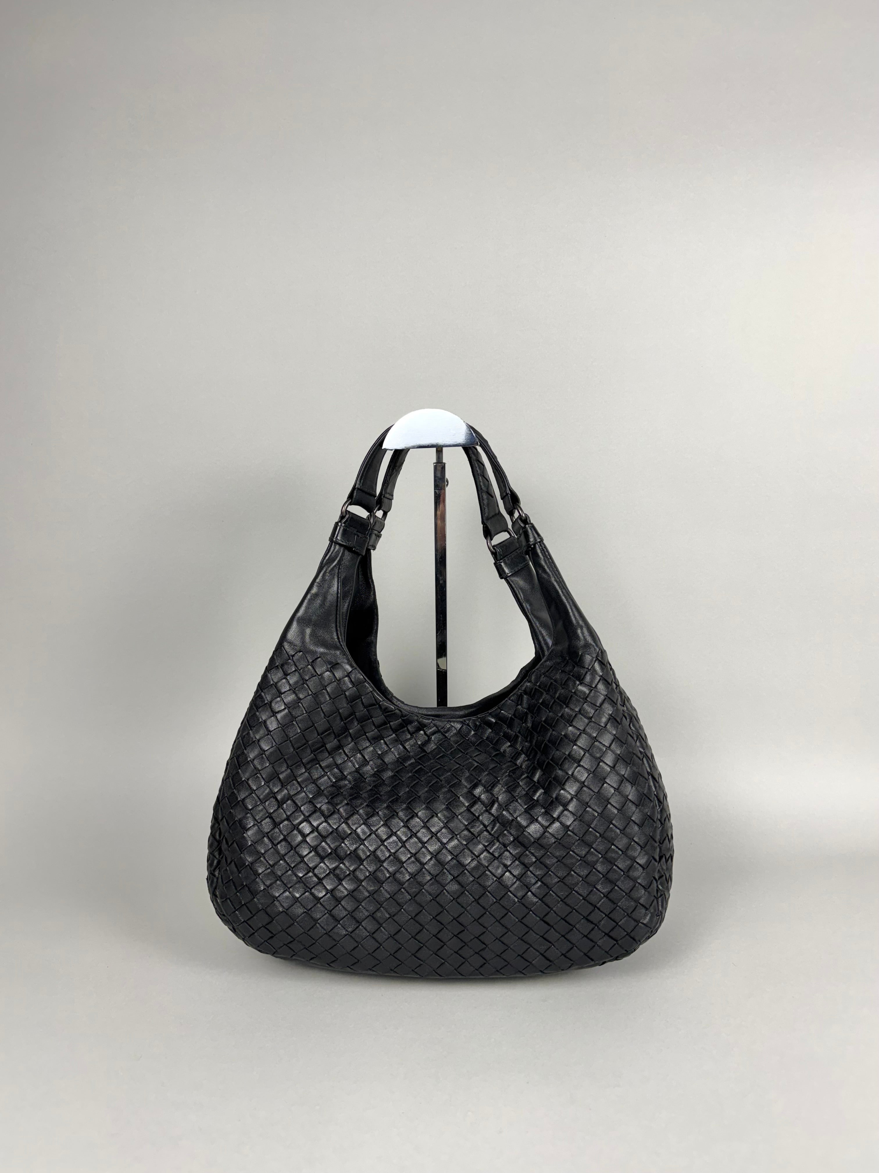 Bottega Veneta Campana Intrecciato Hobo Black