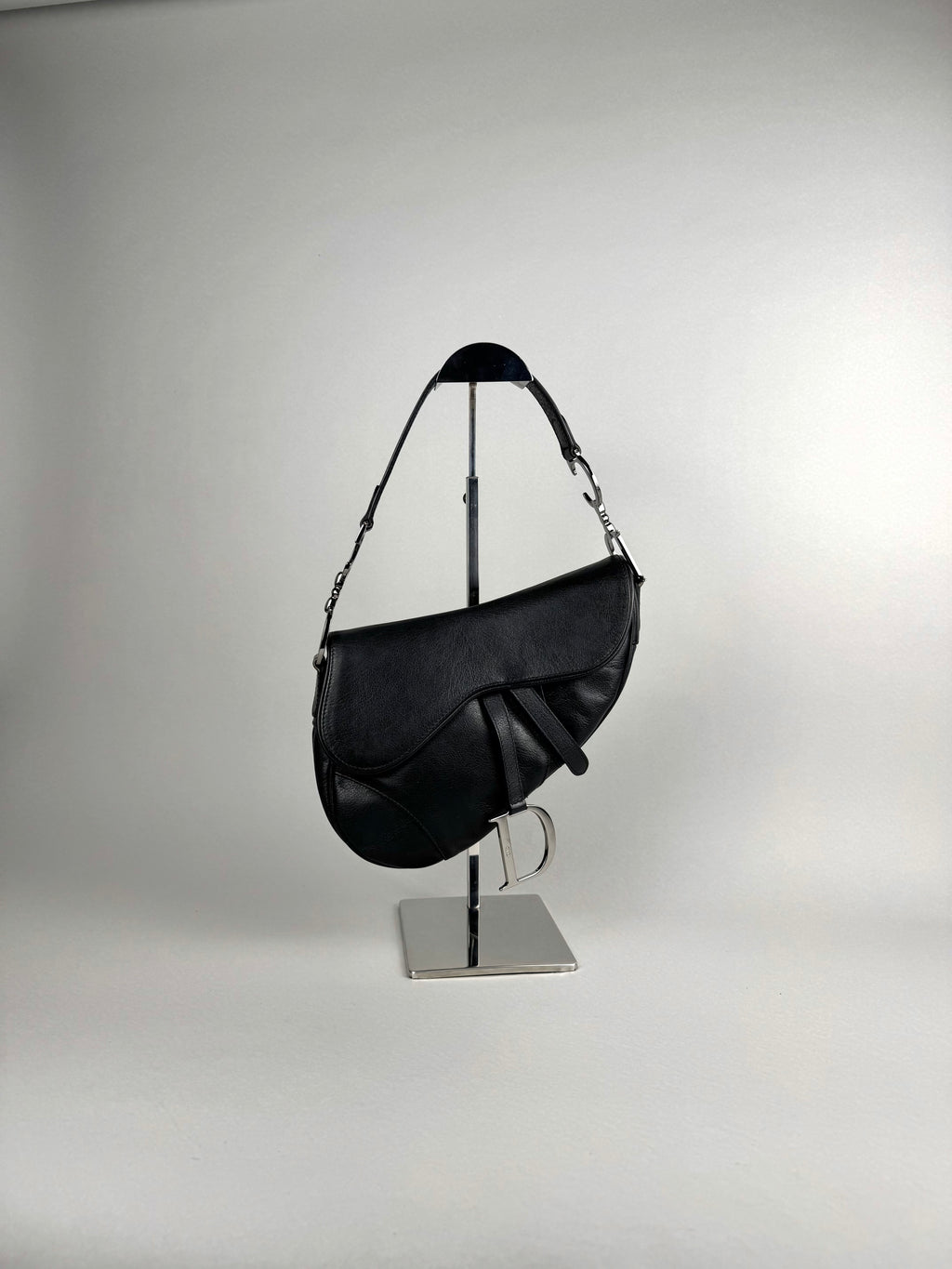 Christian Dior Black Leather Saddle Bag