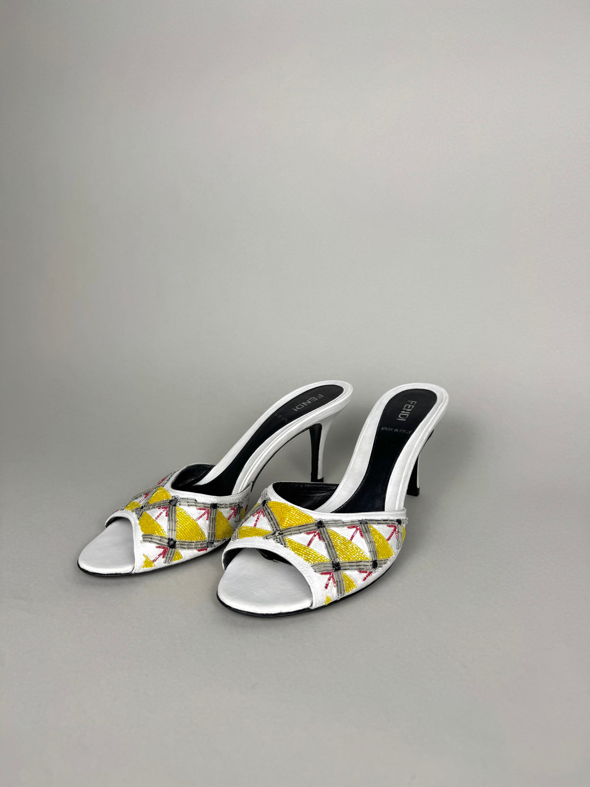 Fendi Embroidered Leather Heels