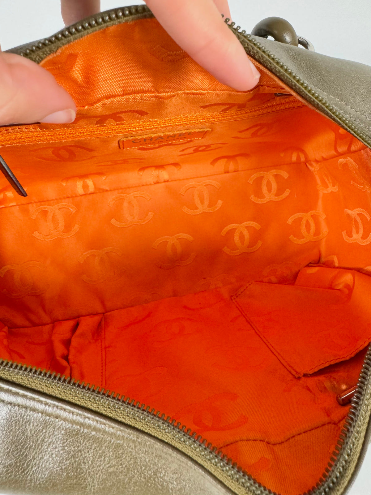 Chanel Ligne Cambon Leather Bowler Bag in Python