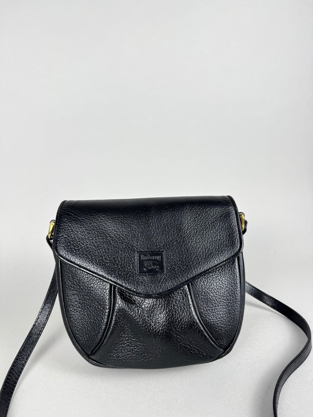 Burberrys Calfskin Black Leather Crossbody