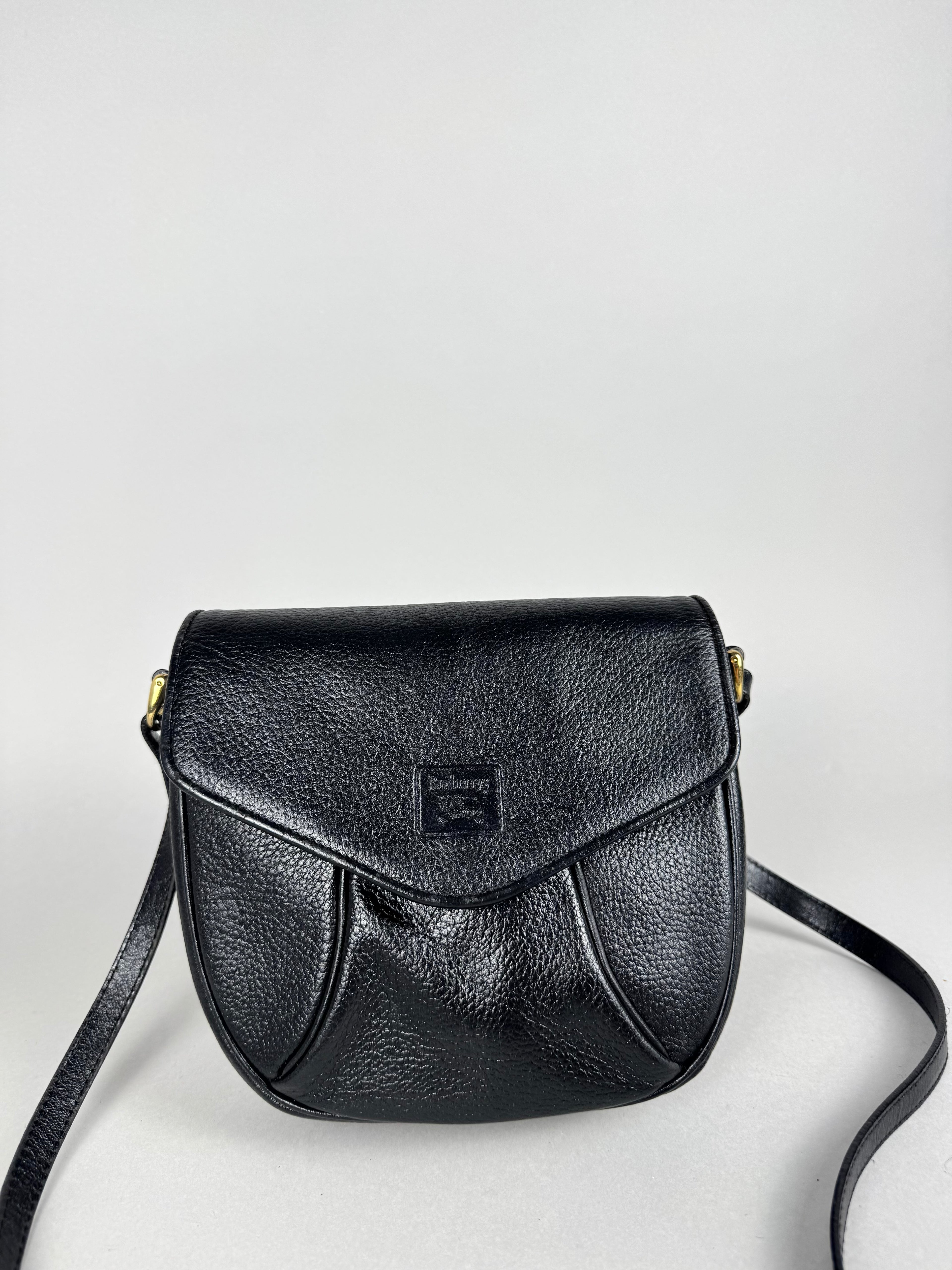 Burberrys Calfskin Black Leather Crossbody
