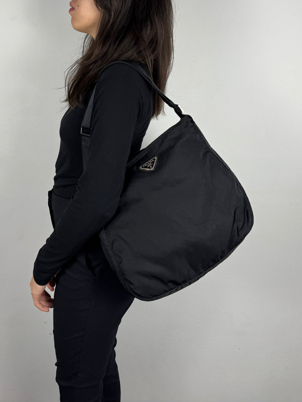 Prada Tessuto Black Nylon Shoulder Bag