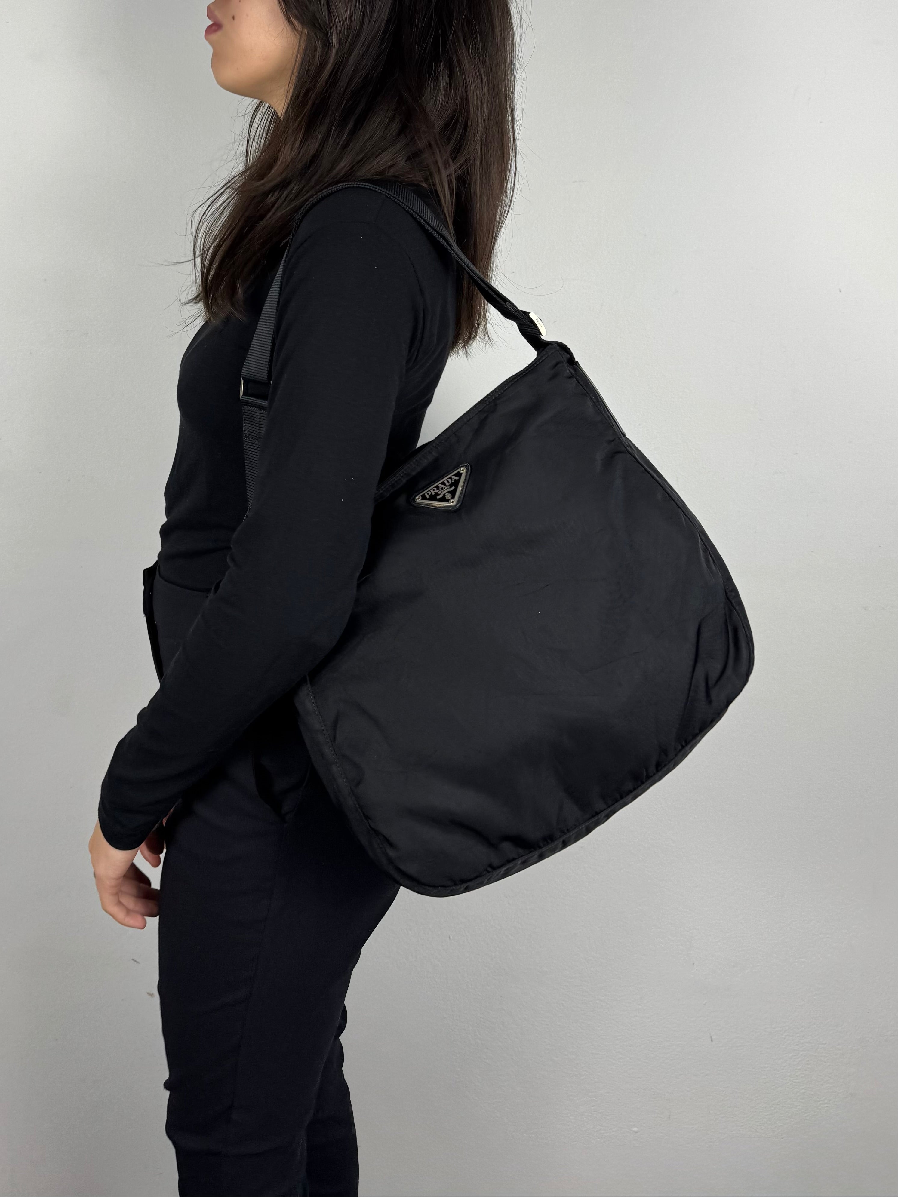 Prada Tessuto Black Nylon Shoulder Bag