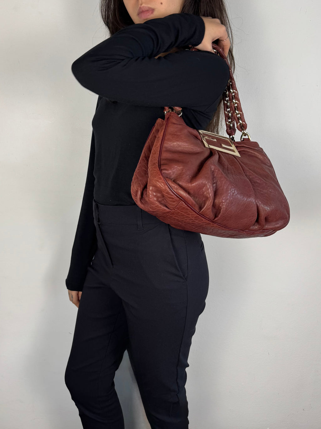 Fendi Mia Burgundy Leather