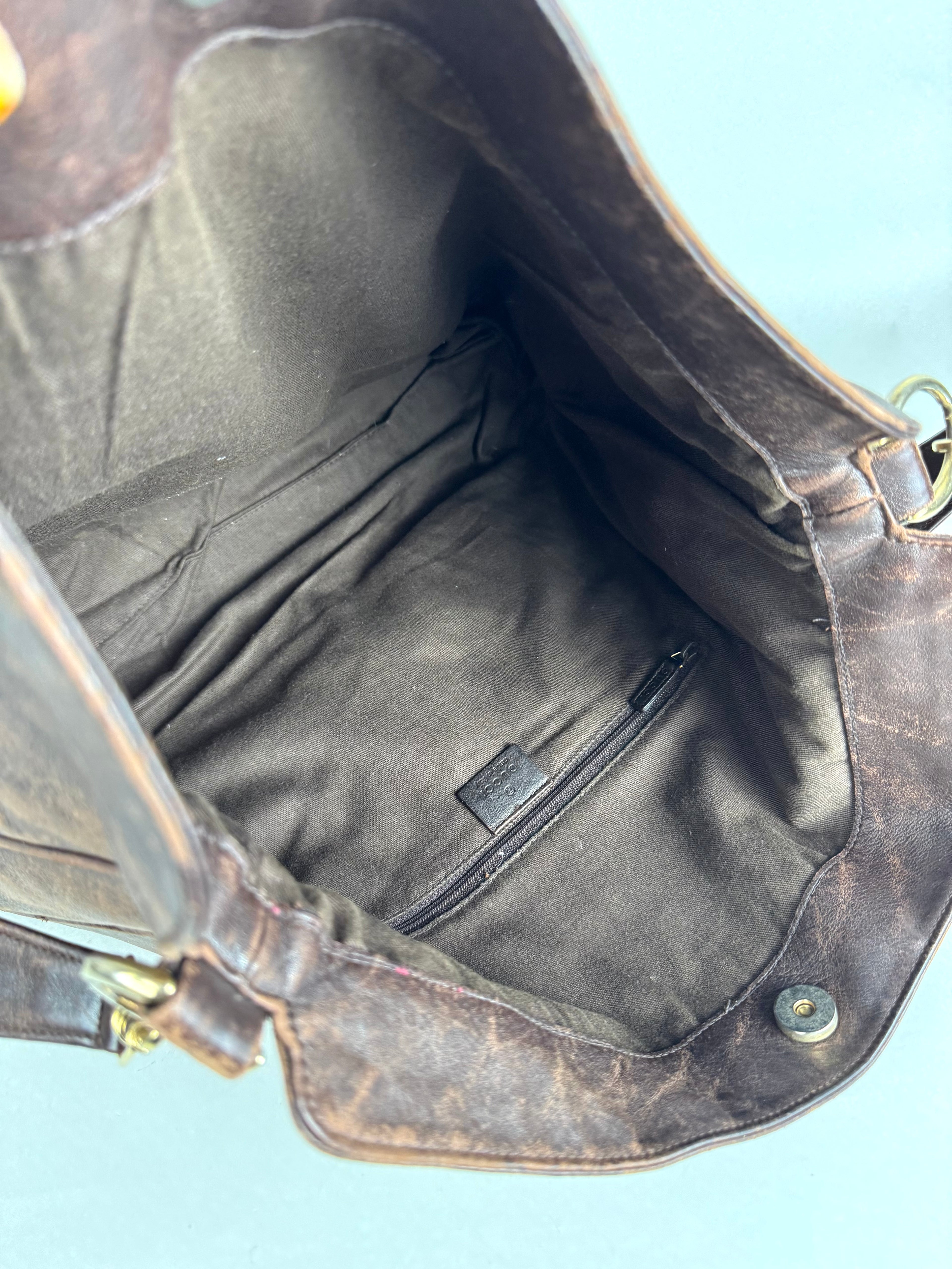 Gucci Toned Brown Leather Large Crossbody