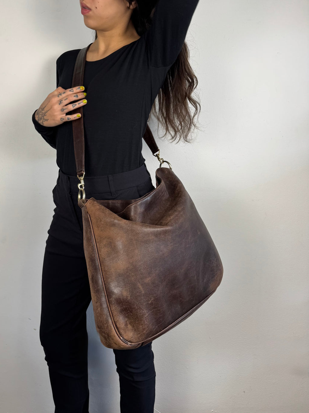 Gucci Toned Brown Leather Large Crossbody