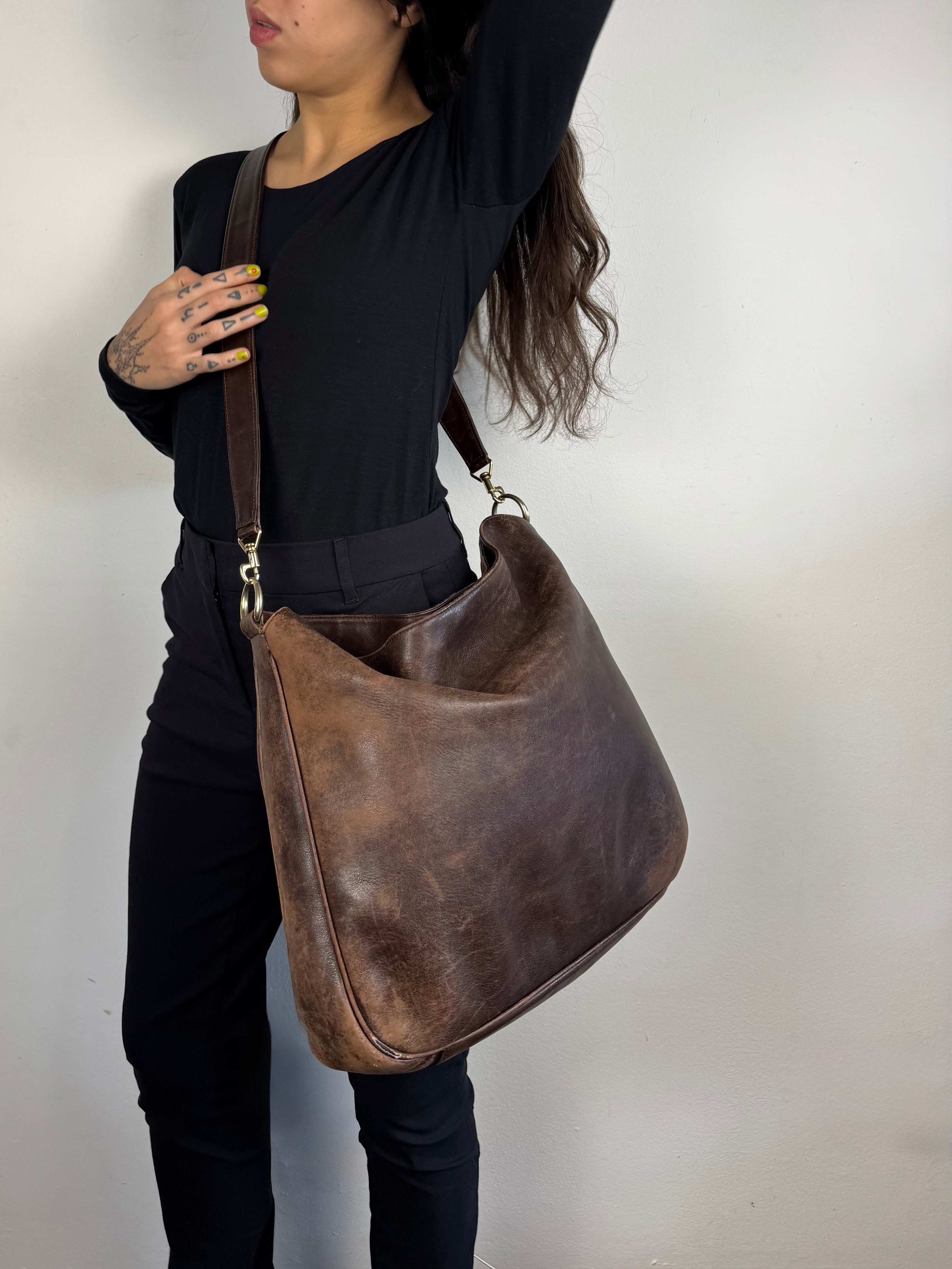 Gucci Toned Brown Leather Large Crossbody