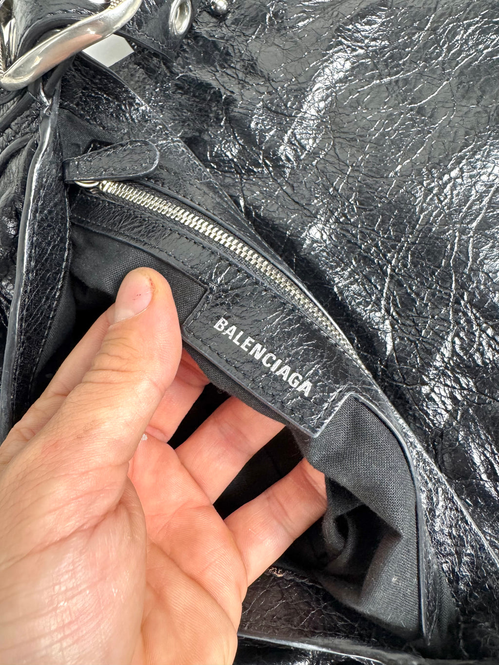 Balenciaga Agneau Arena XS Piercing Le Cagole Flap Bag Leather Black
