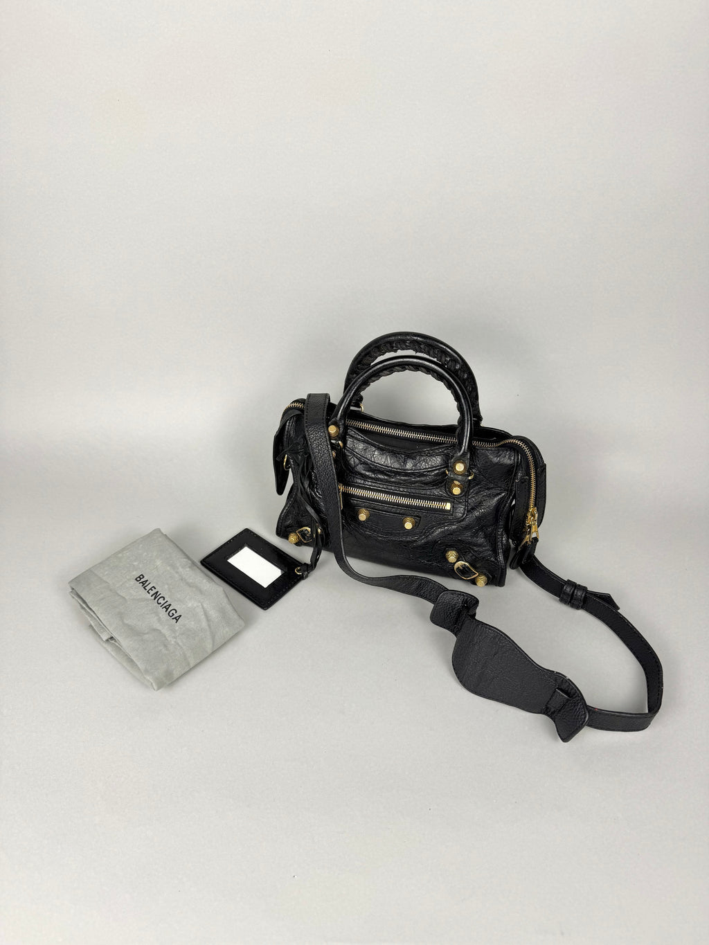 Balenciaga Agneau Mini City Black Leather