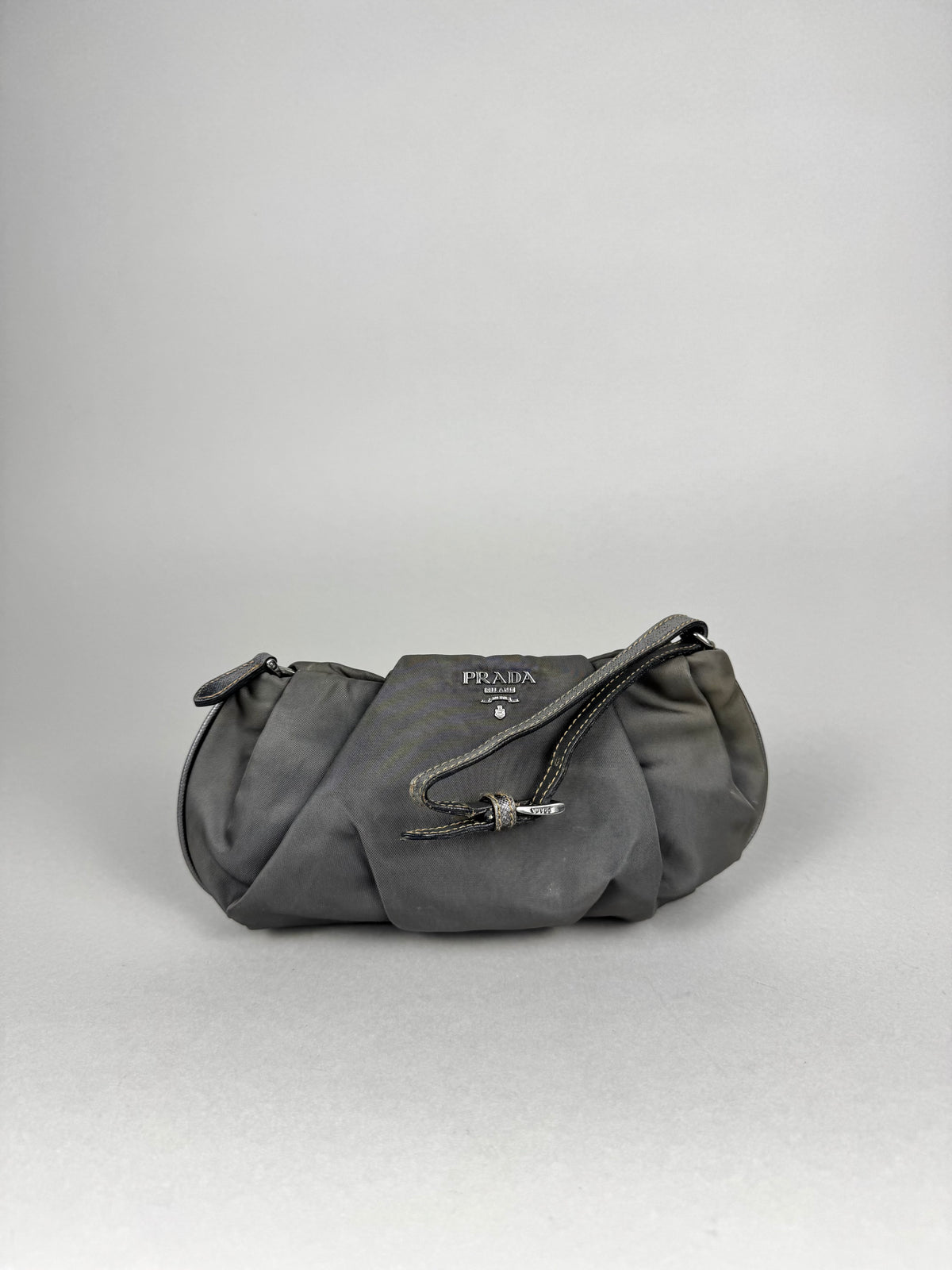 Prada Grey Nylon Clutch