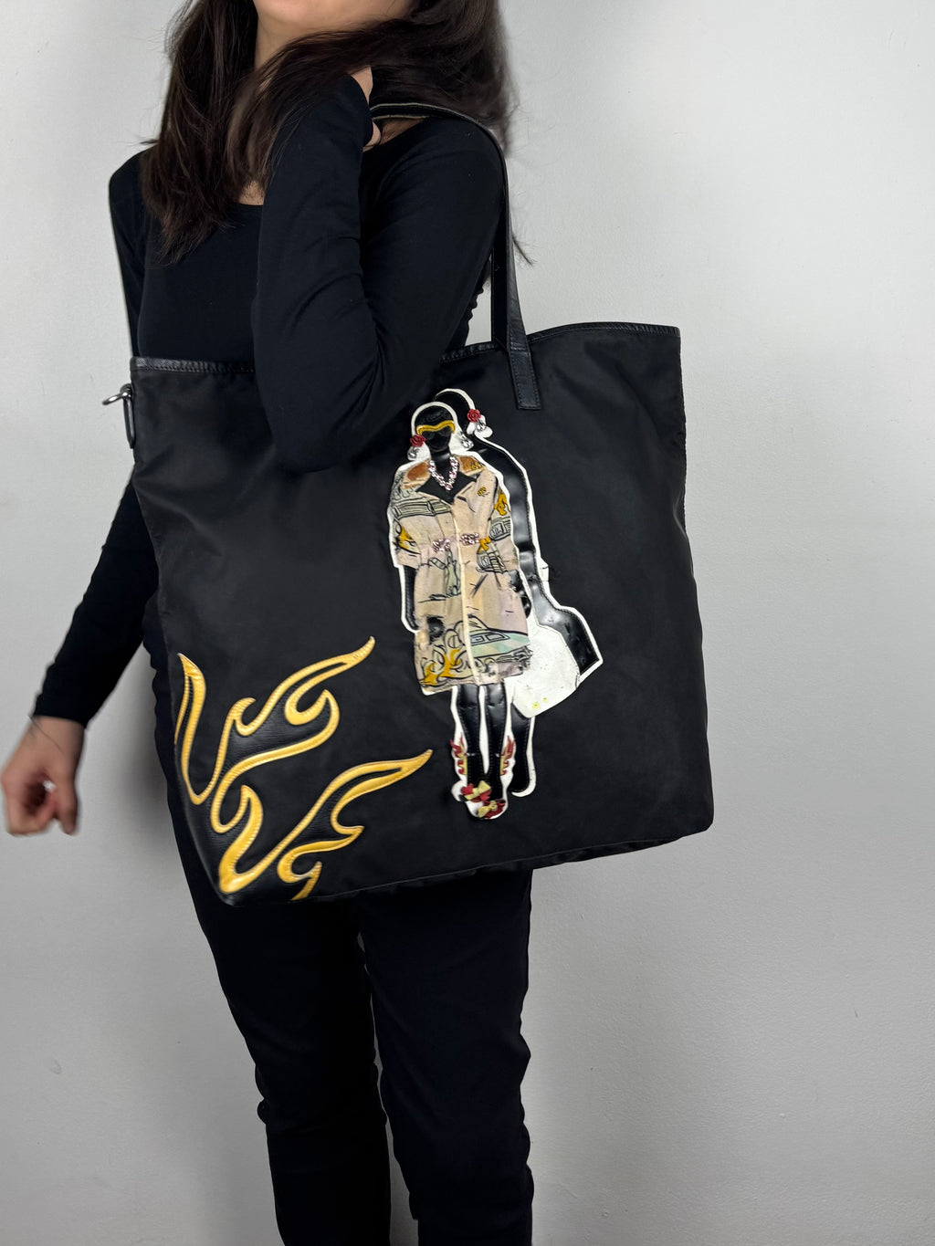 Prada Robot Nylon Black Tote