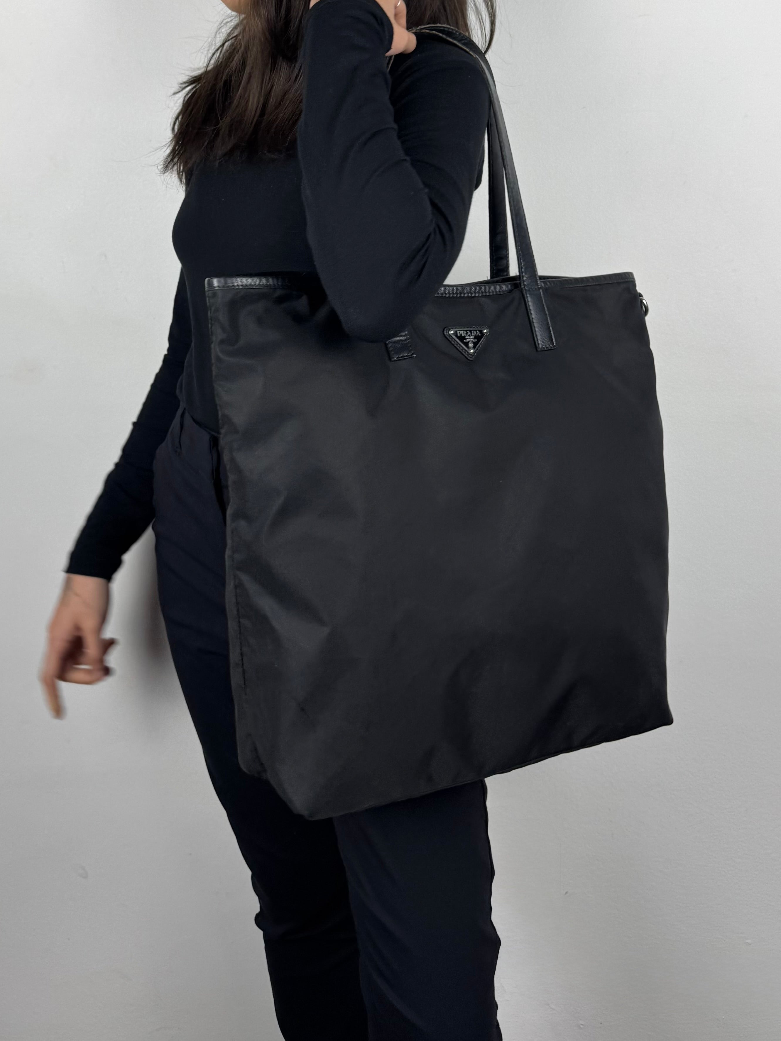 Prada Robot Nylon Black Tote