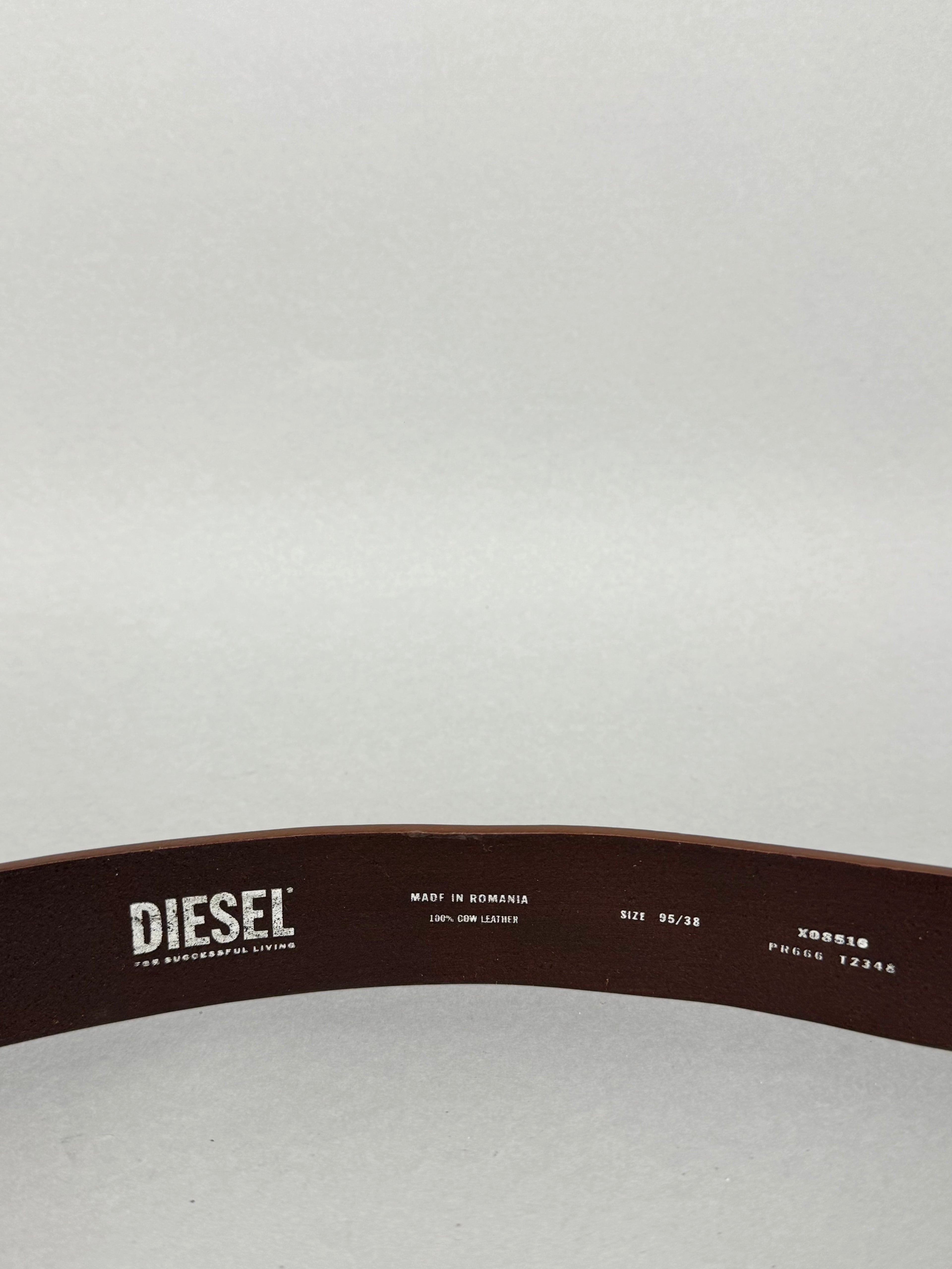 Diesel D Buckle Brown Leather Belt