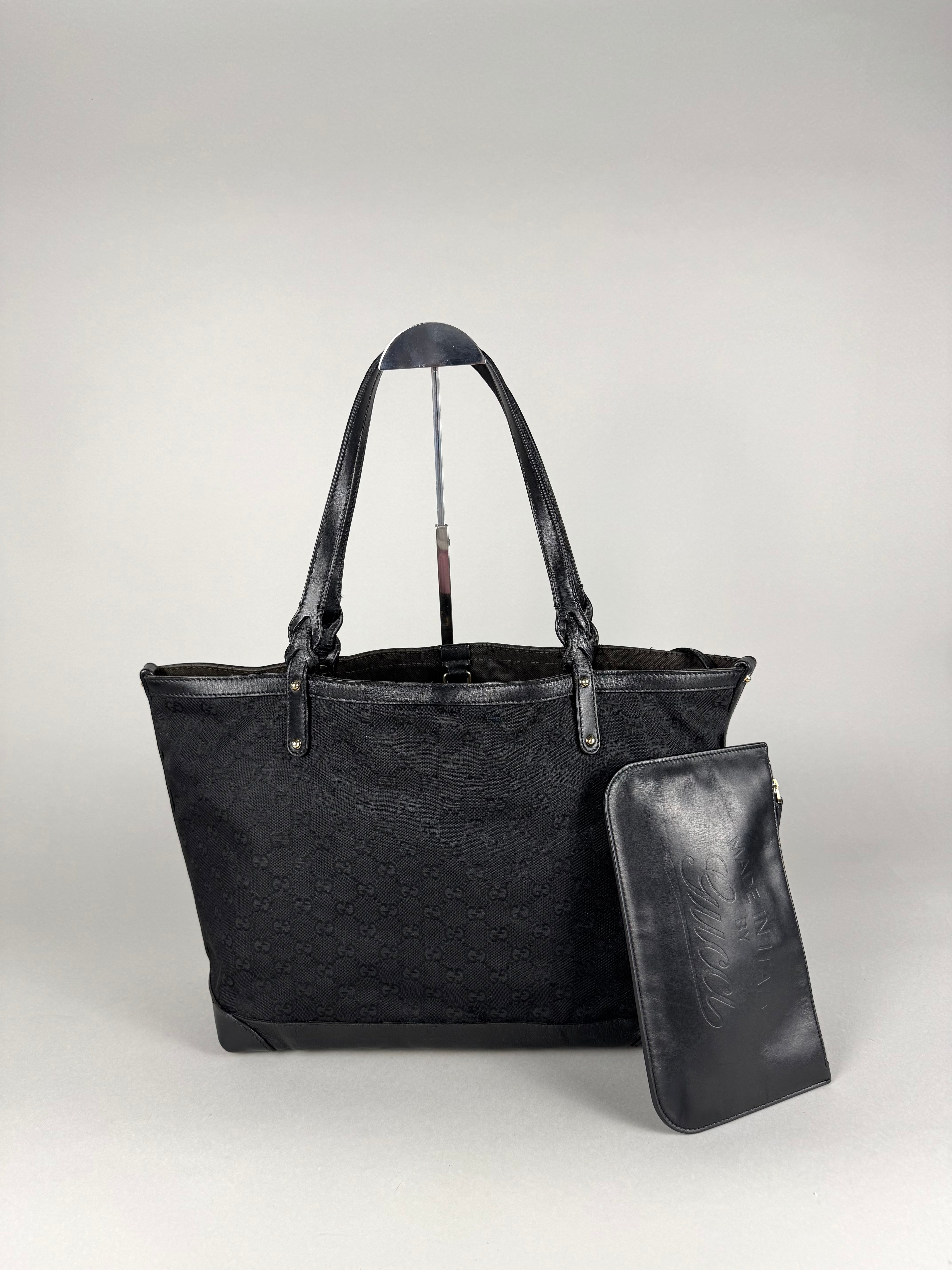 Gucci Monogram Black Tote with Pouch