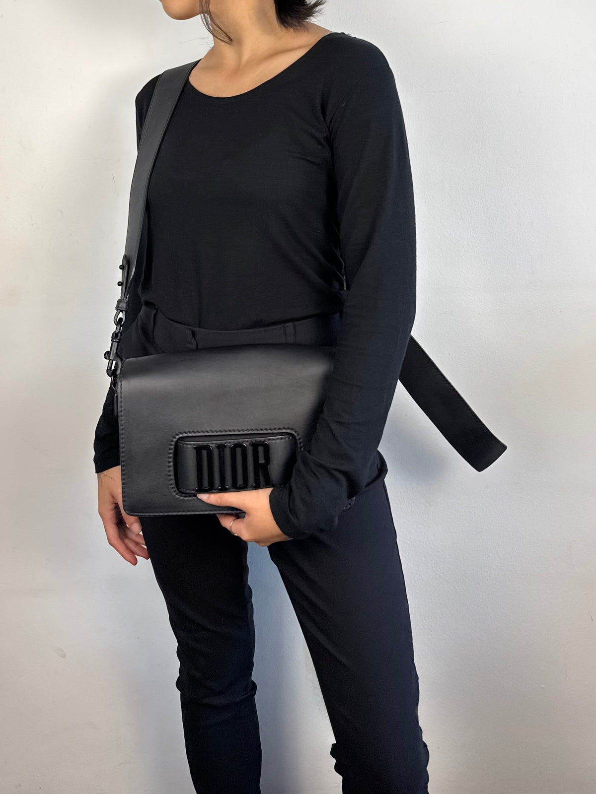 Christian Dio(r)evolution Black Ultramatte Calfskin Leather Flap Bag