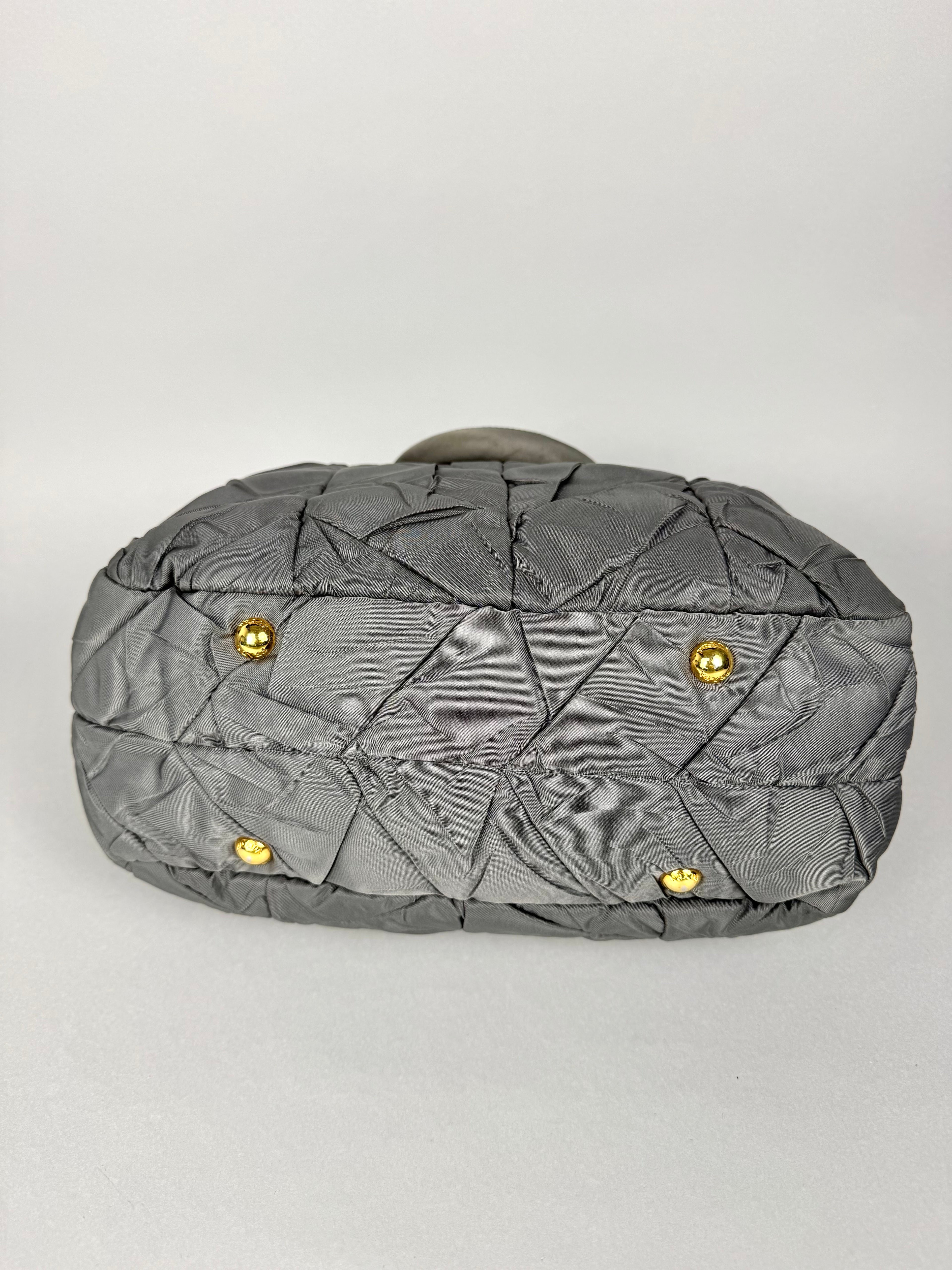 Prada Tessuto Chevron Nylon Tote Grey