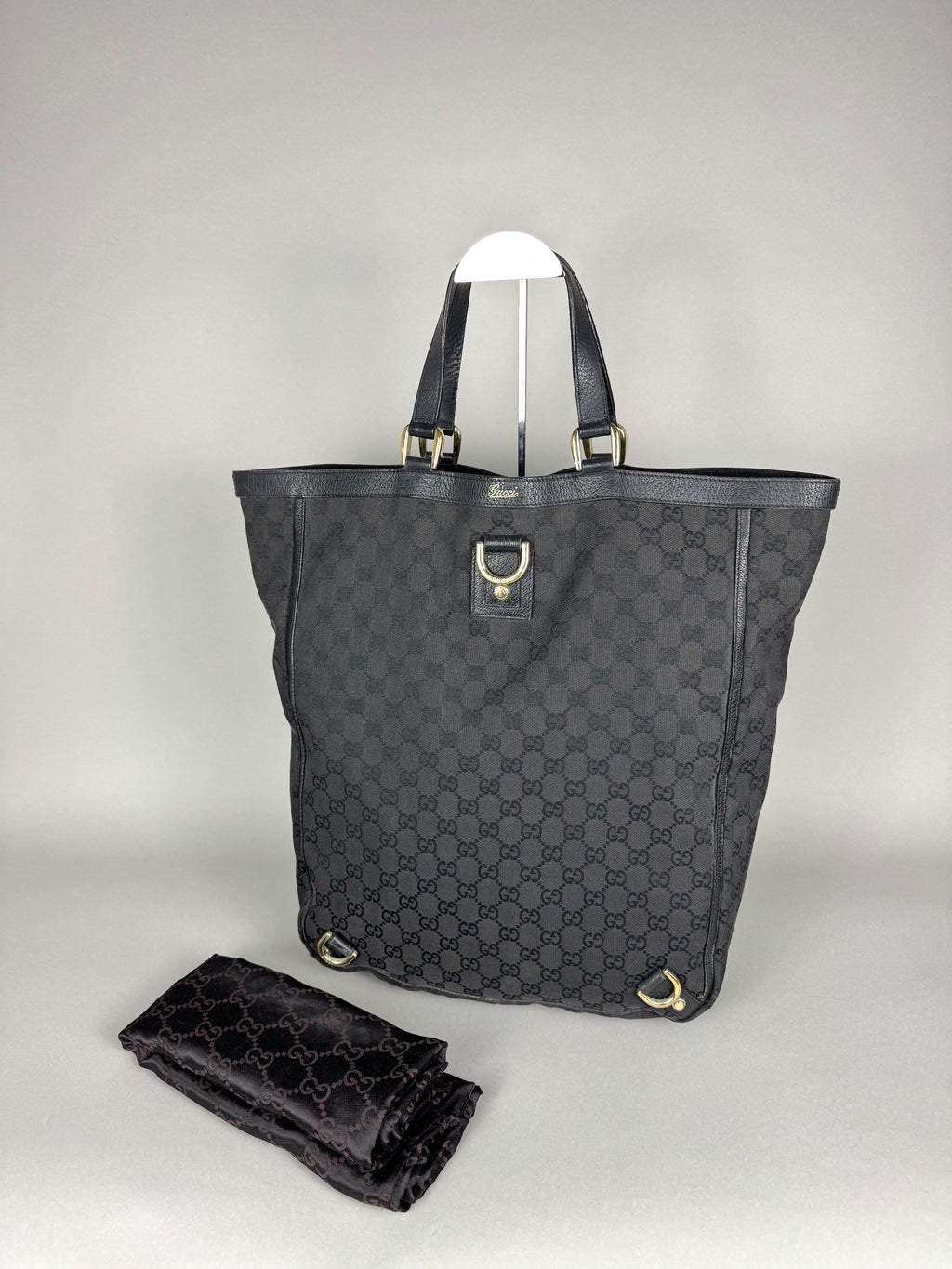Gucci Black Monogram Abbey Tote Bag