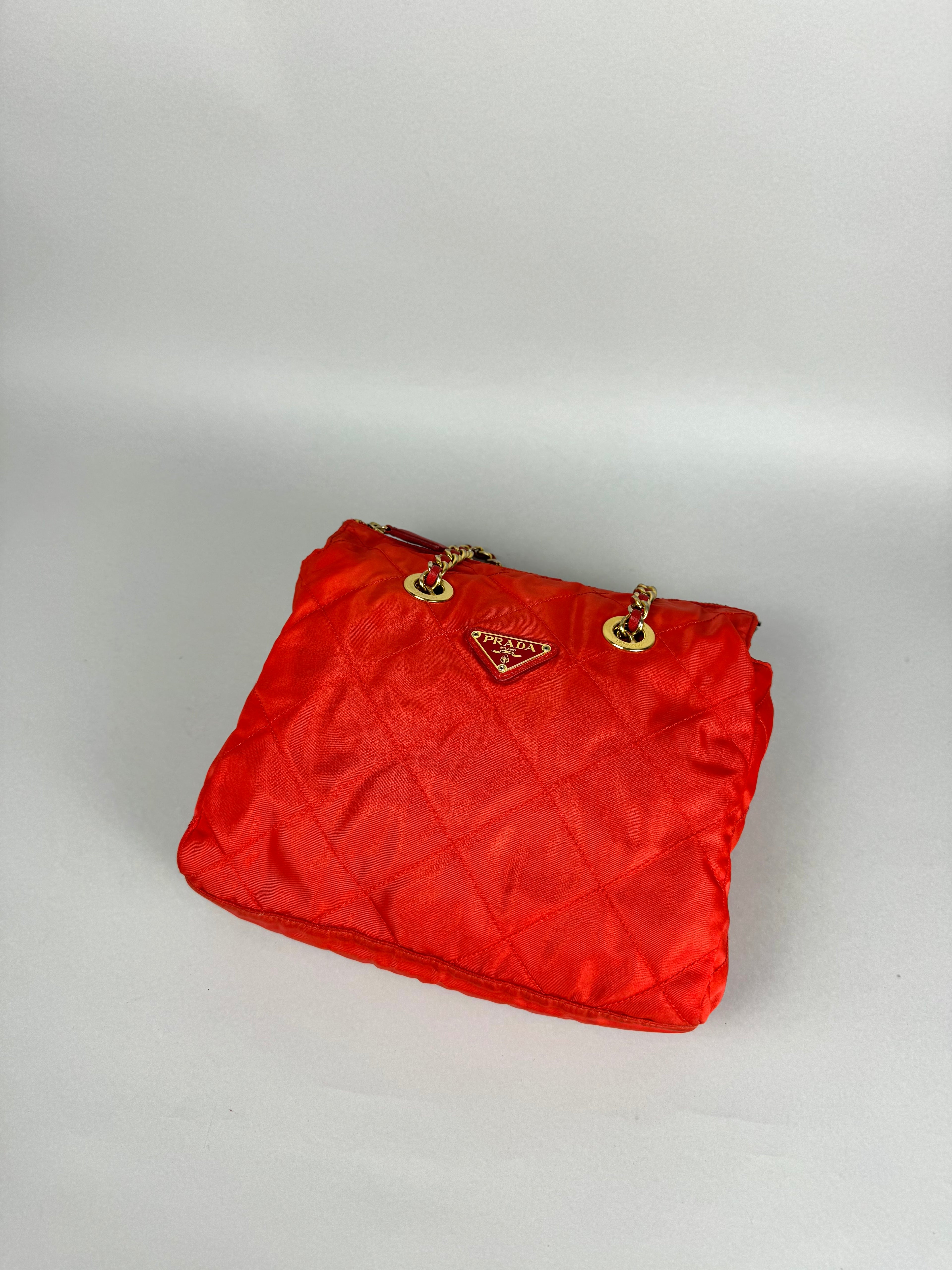 Prada Quilted Chain Nylon Red