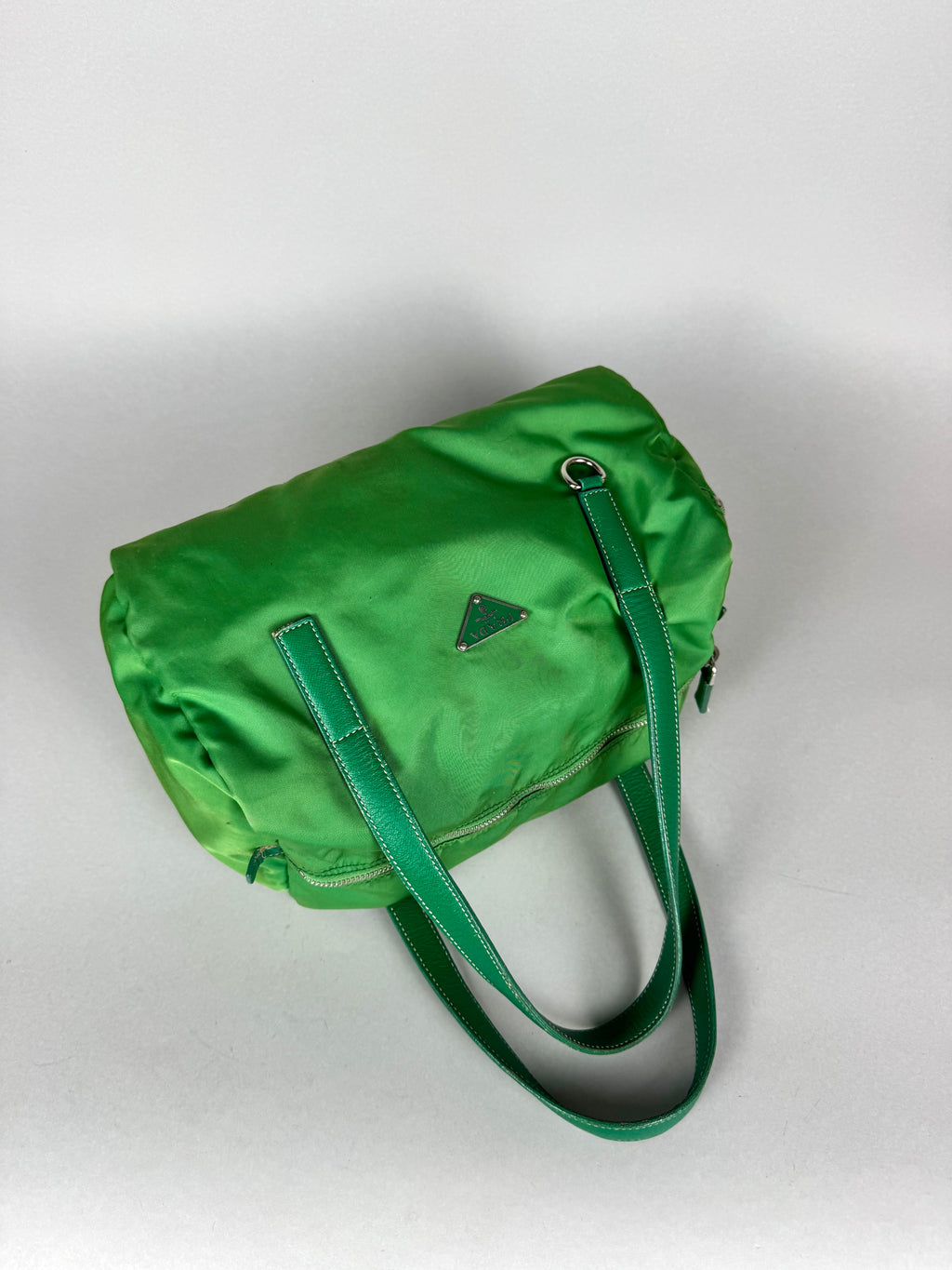 Prada Green Nylon and Leather Bauletto