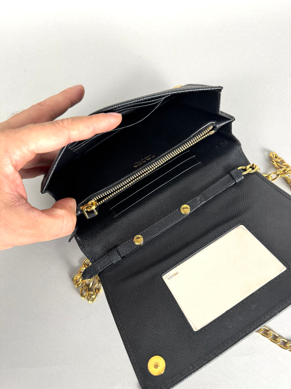 Prada Saffiano Chain Leather Black