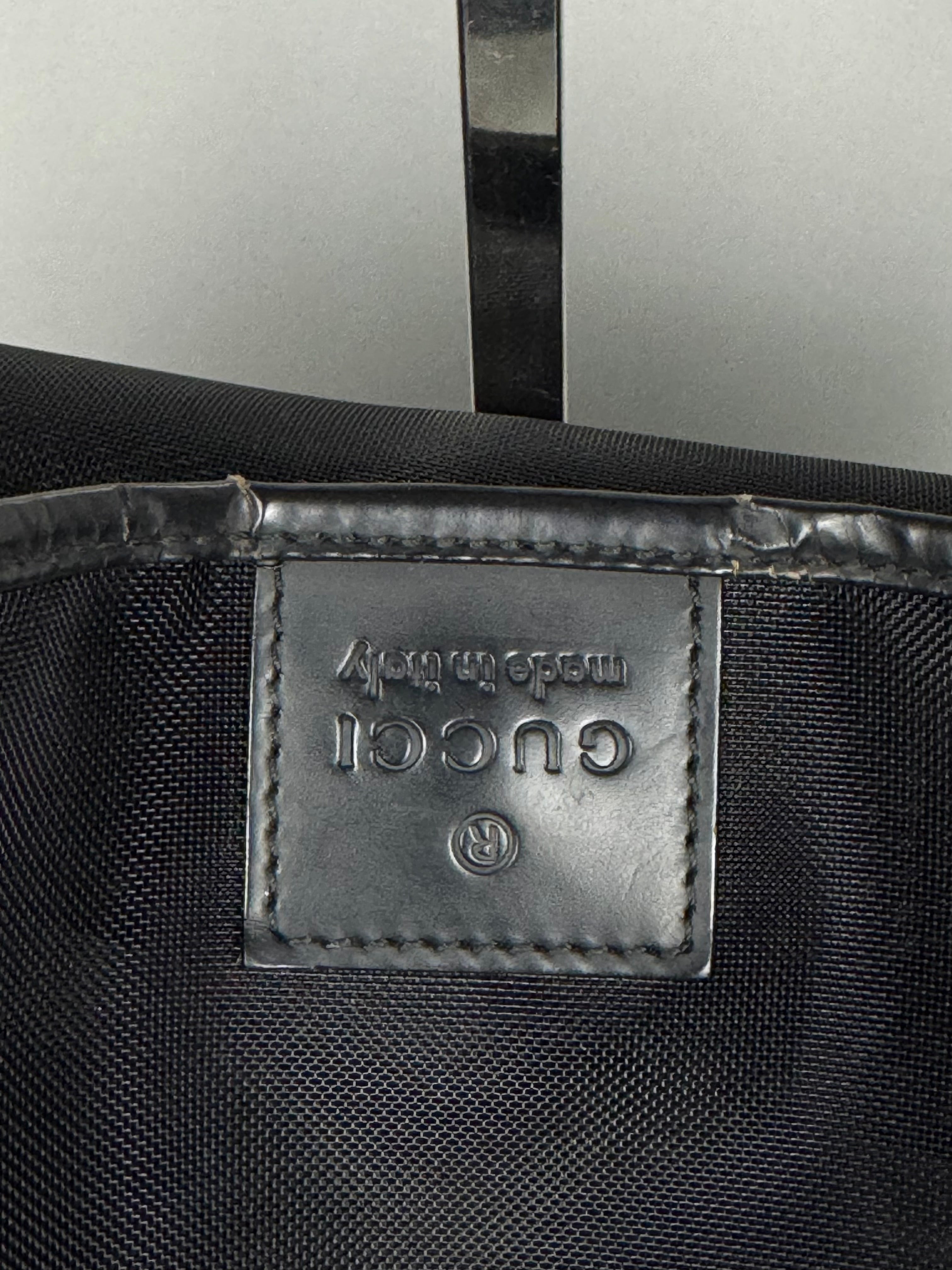 Gucci Mesh Bamboo Tote Bag in Black with Pouch