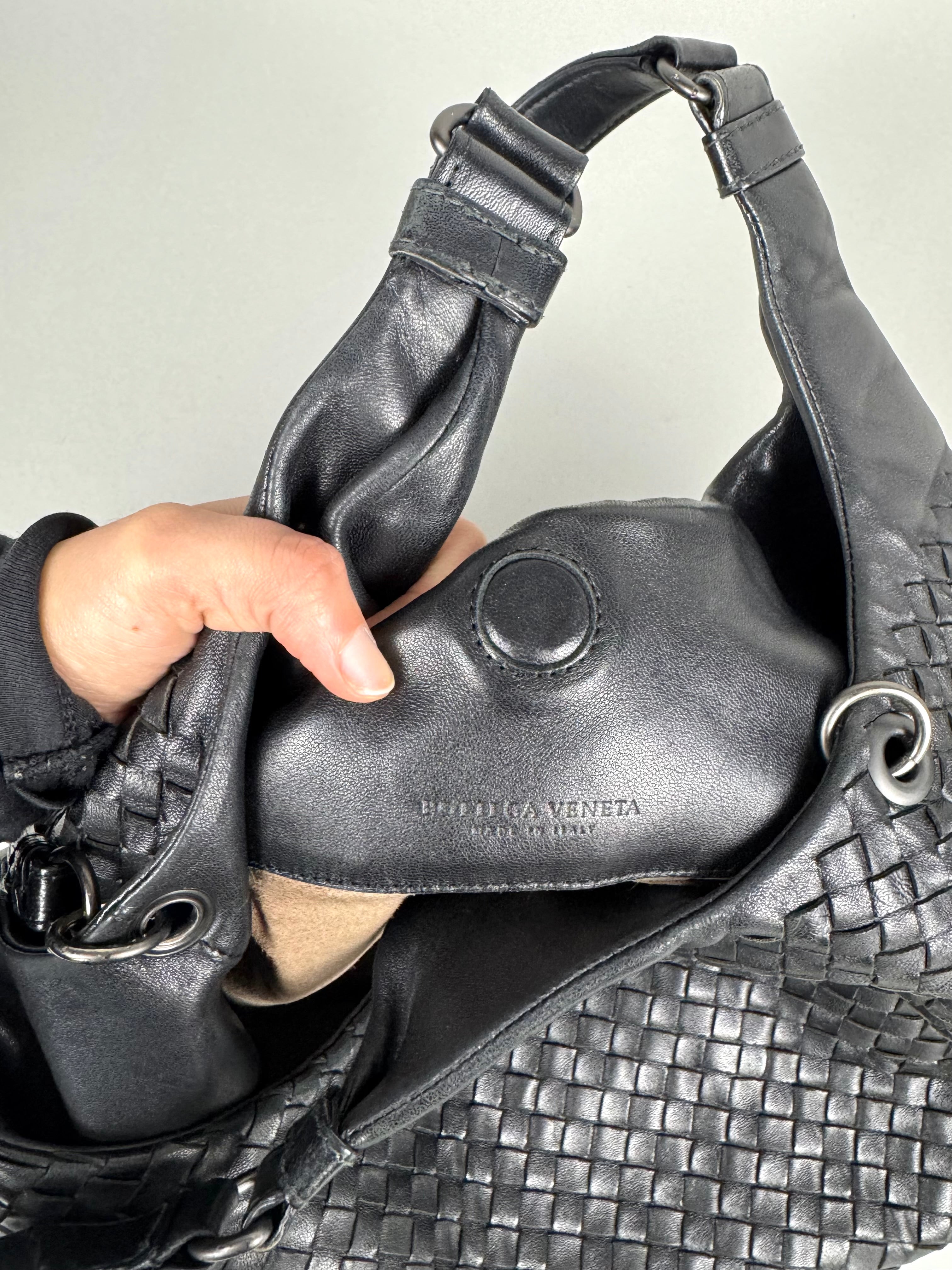 Bottega Veneta Campana Intrecciato Hobo Black
