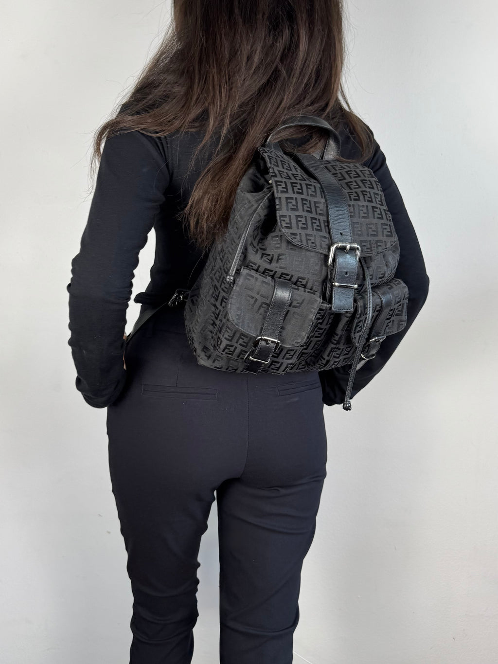 Fendi Black Monogram Backpack