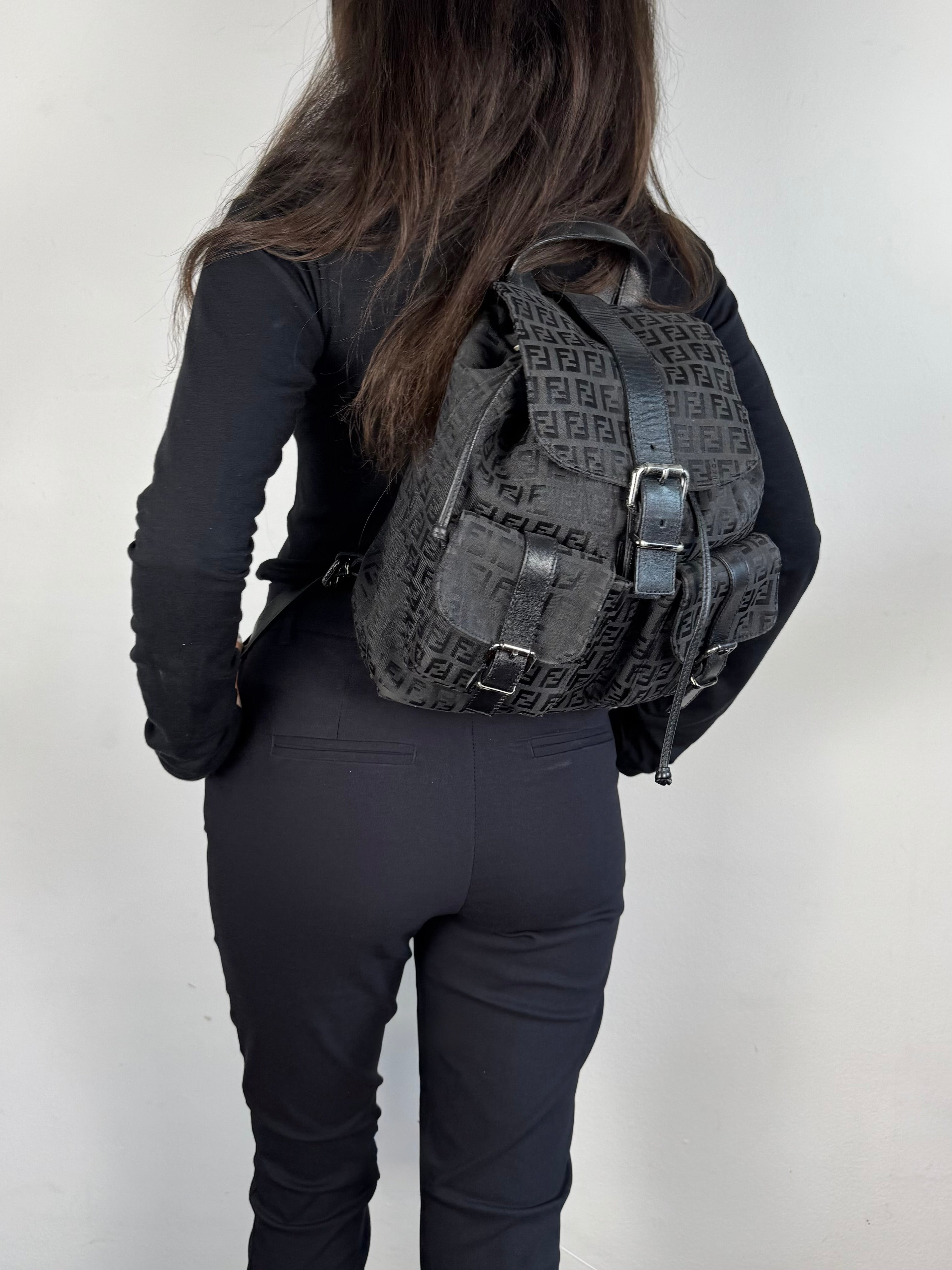 Fendi Black Monogram Backpack