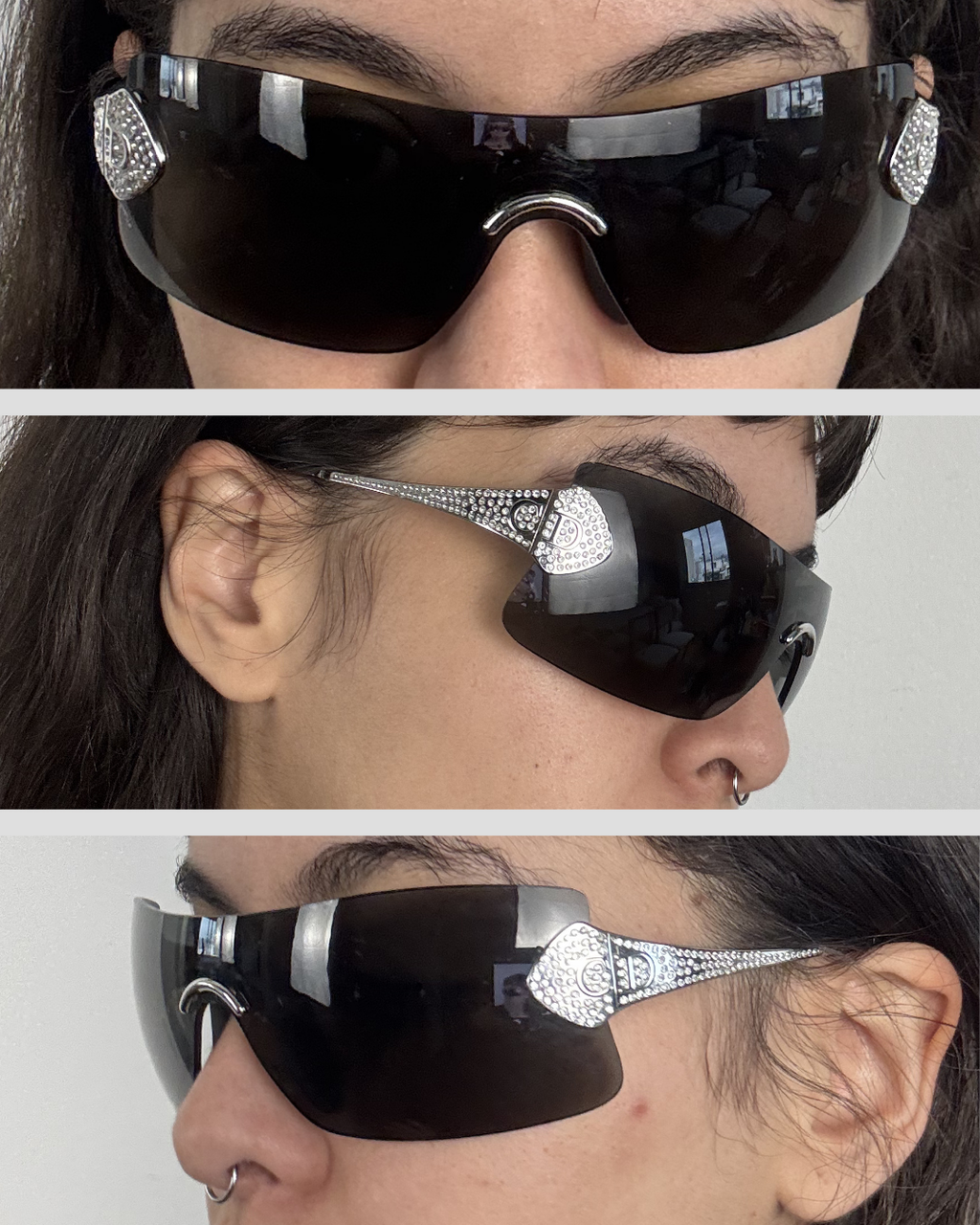 Christian Dior Alek Wek Runway Swarovski Gold Plated Sunglasses