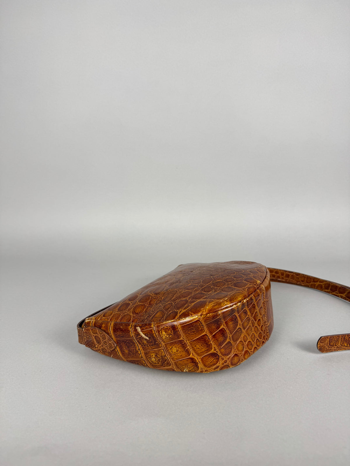 Fendi Janus Medallion Crocodile Embossed Leather Crossbody
