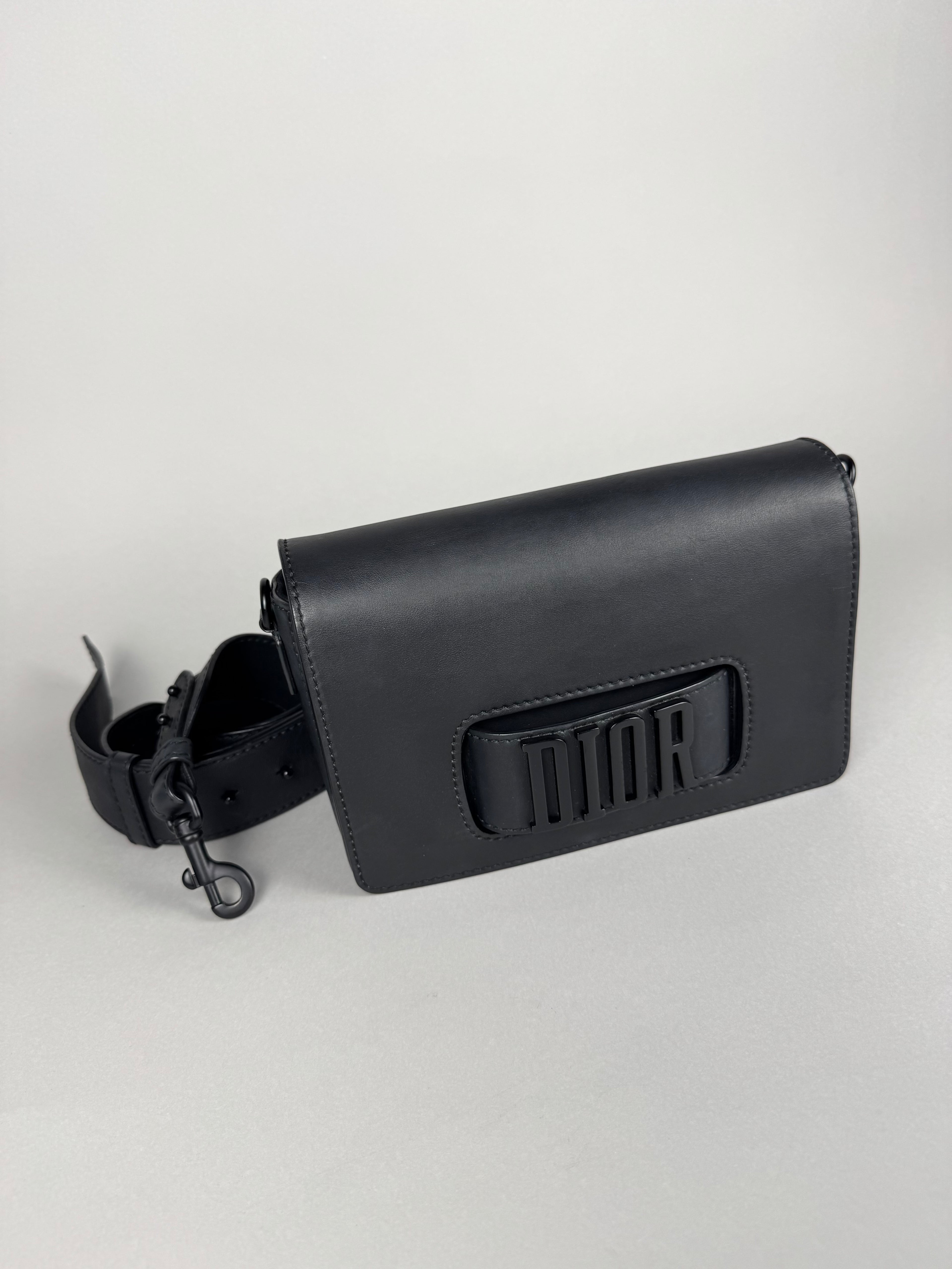Christian Dio(r)evolution Black Ultramatte Calfskin Leather Flap Bag