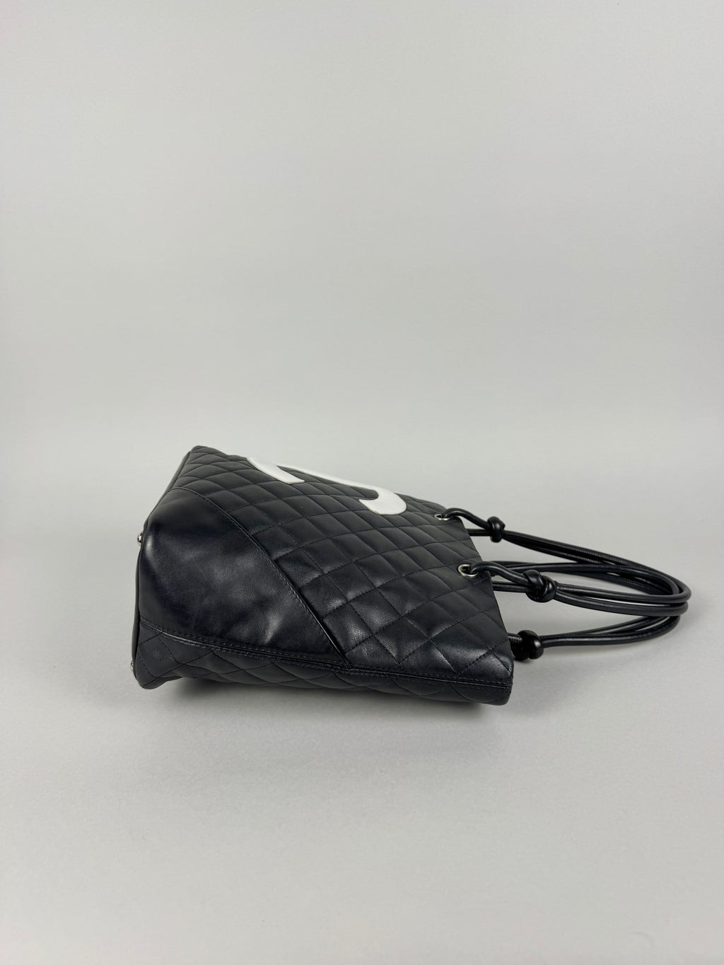 Chanel Cambon Calfskin Black Leather Quilted Medium Tote