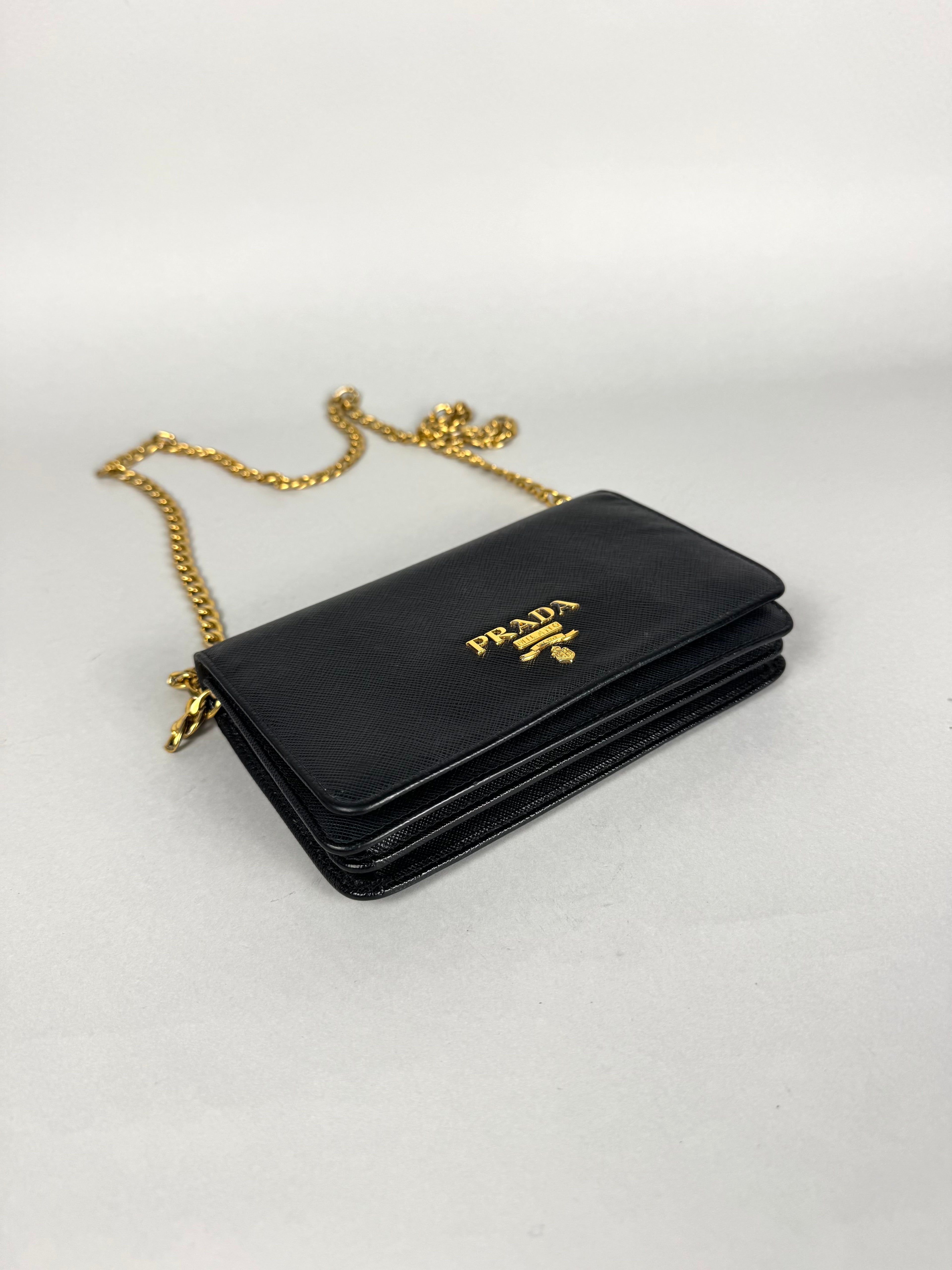 Prada Saffiano Chain Leather Black
