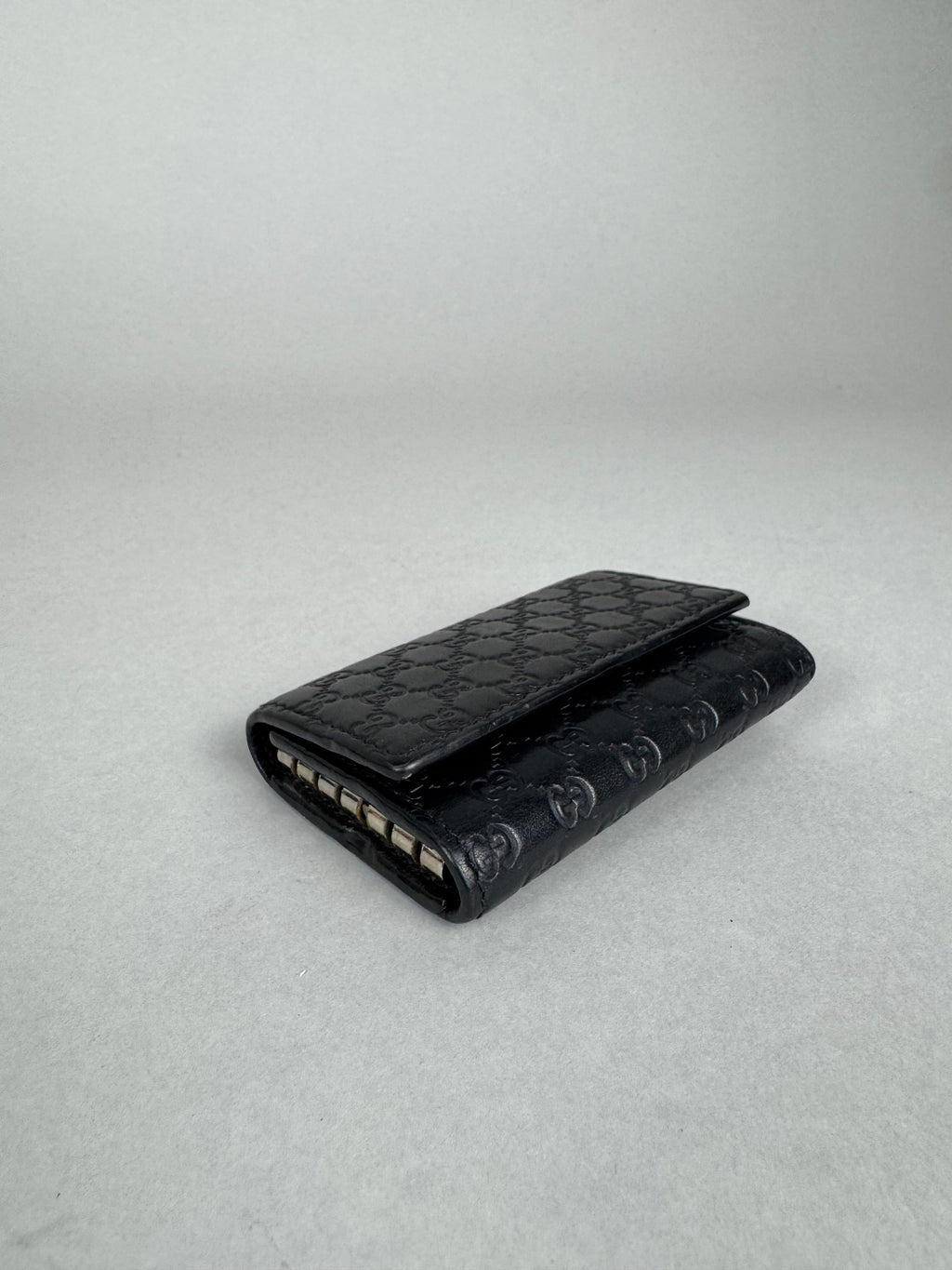 Gucci Embossed Monogram Black Leather Card/Key Holder