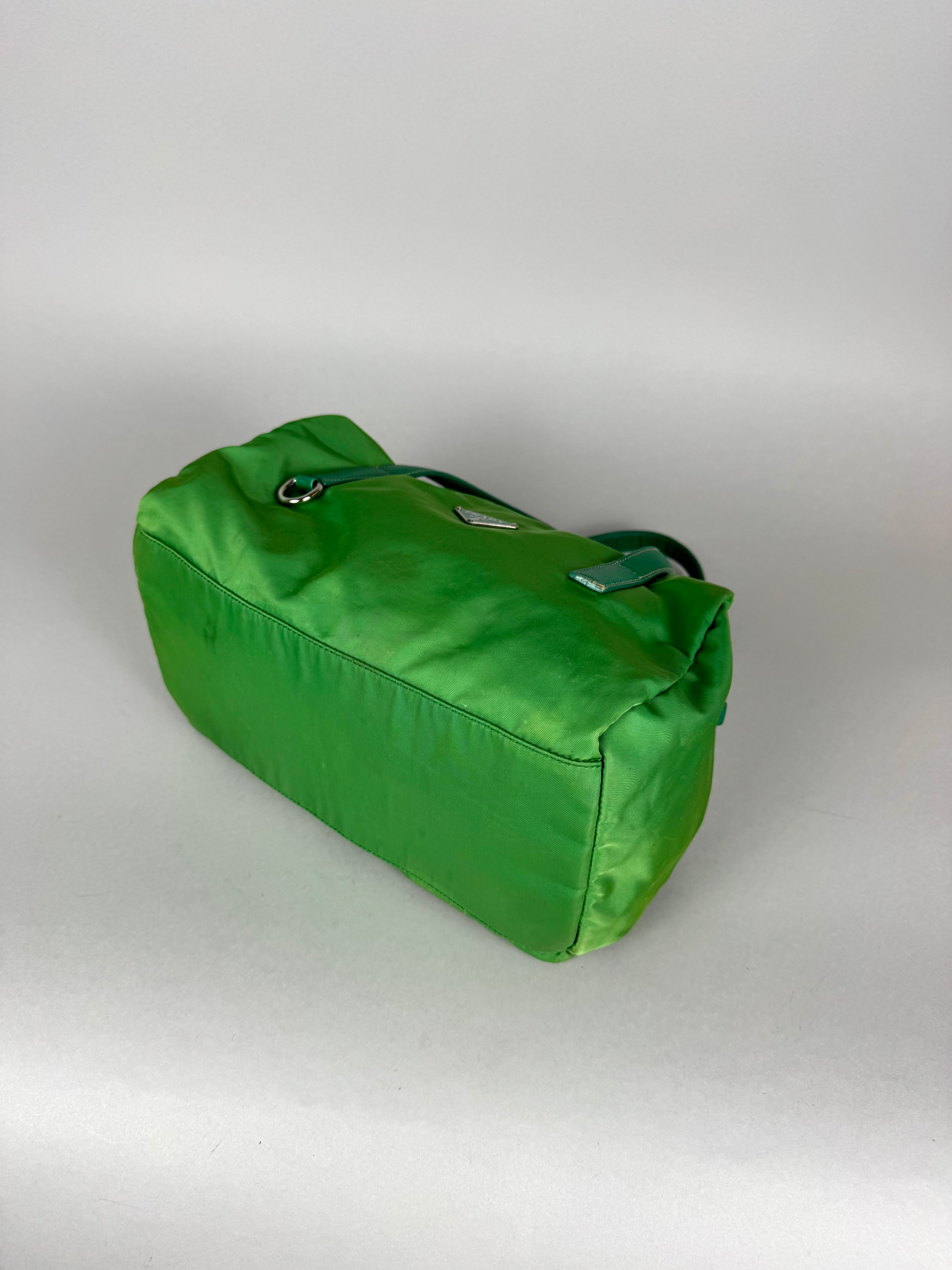 Prada Green Nylon and Leather Bauletto