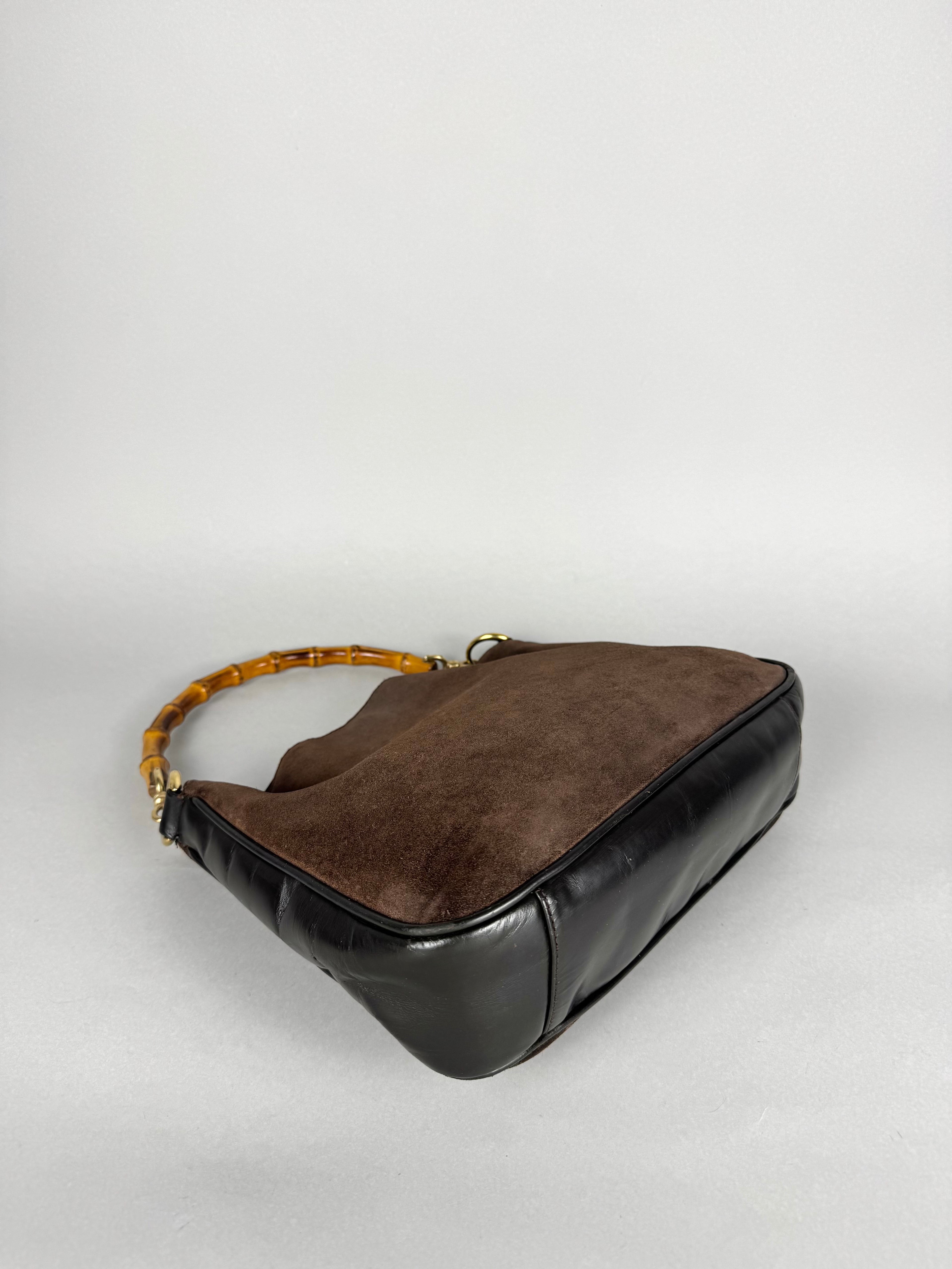 Gucci Bamboo Hobo Brown Leather Suede Small