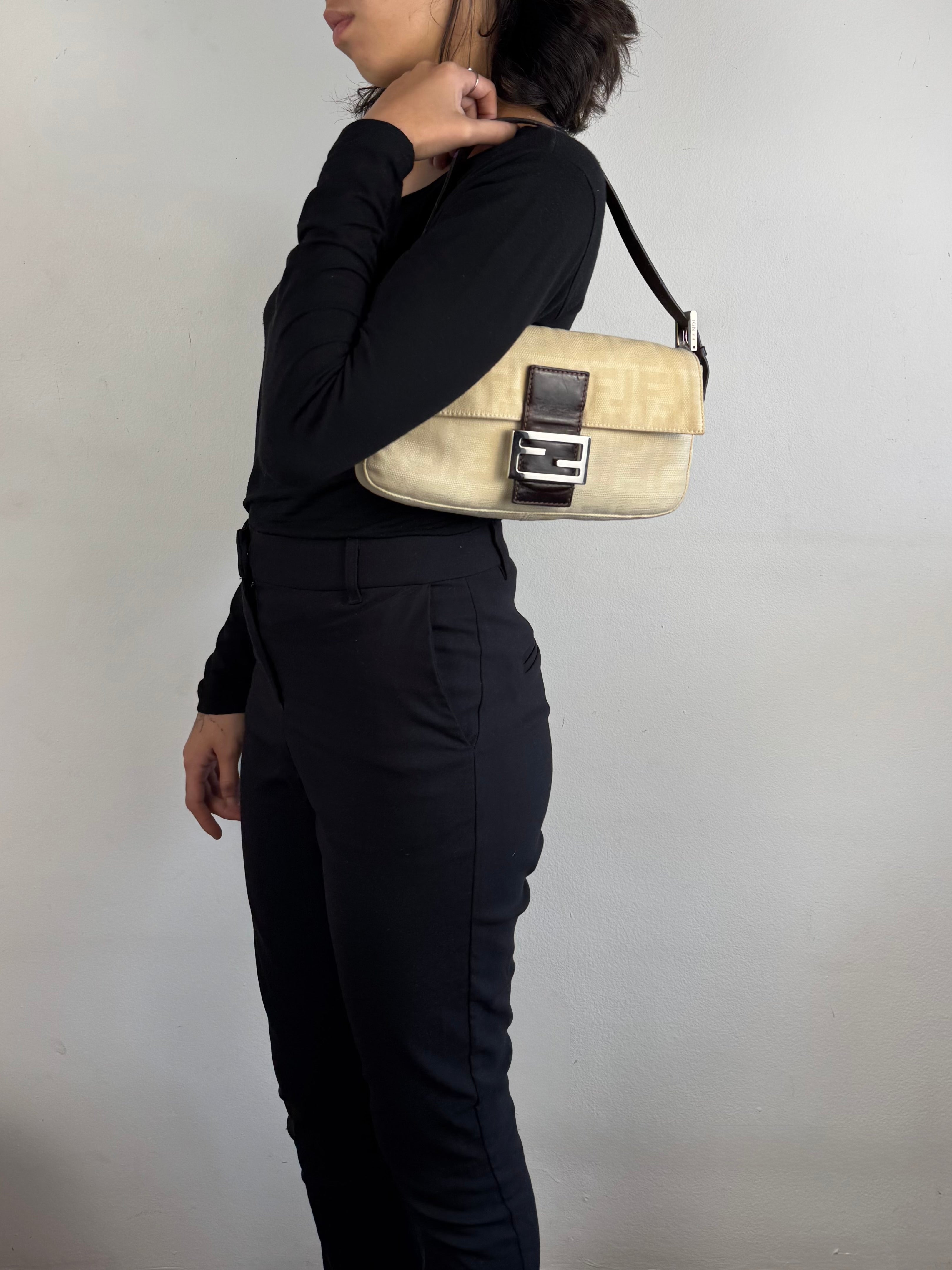 Fendi Monogram Baguette Linen Beige