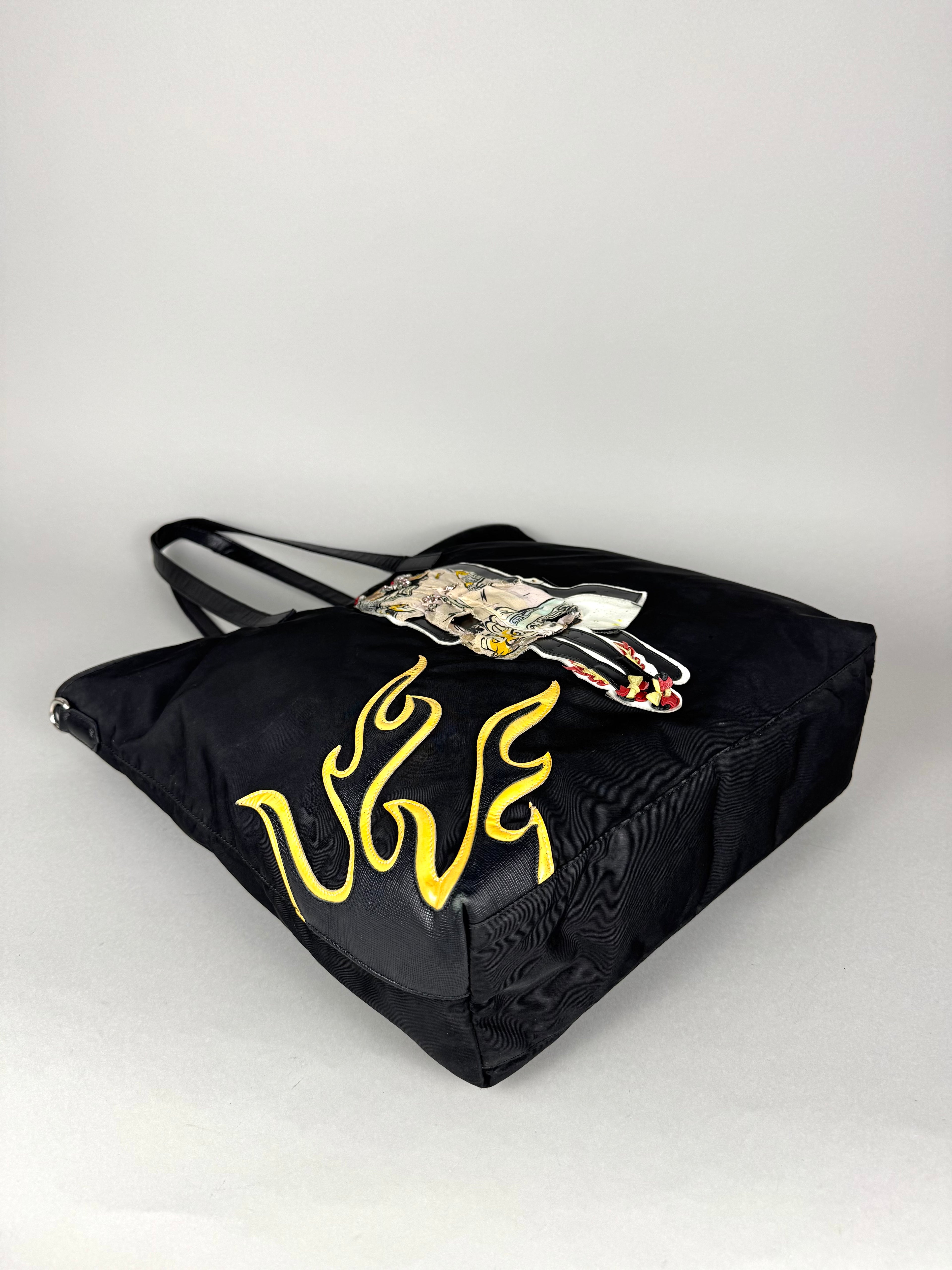 Prada Robot Nylon Black Tote