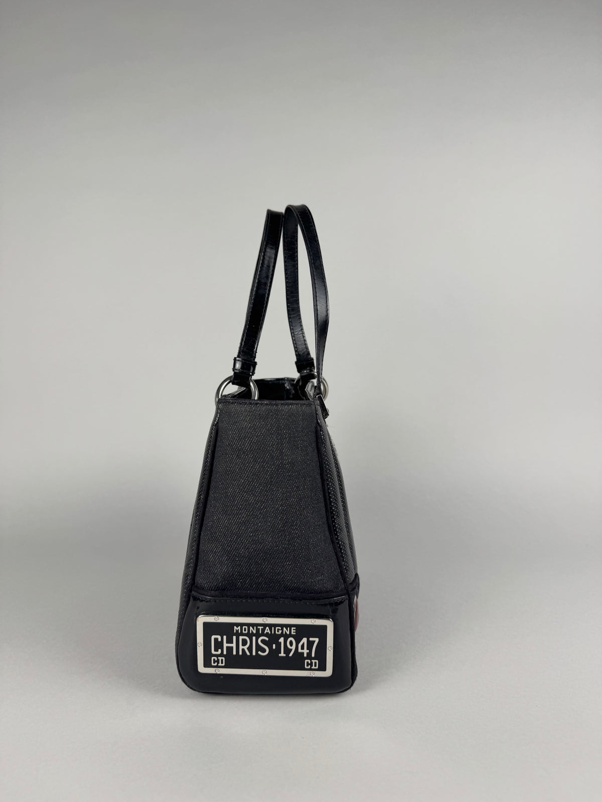 Christian Dior Cadillac Montaigne Denim and Leather Black Tote