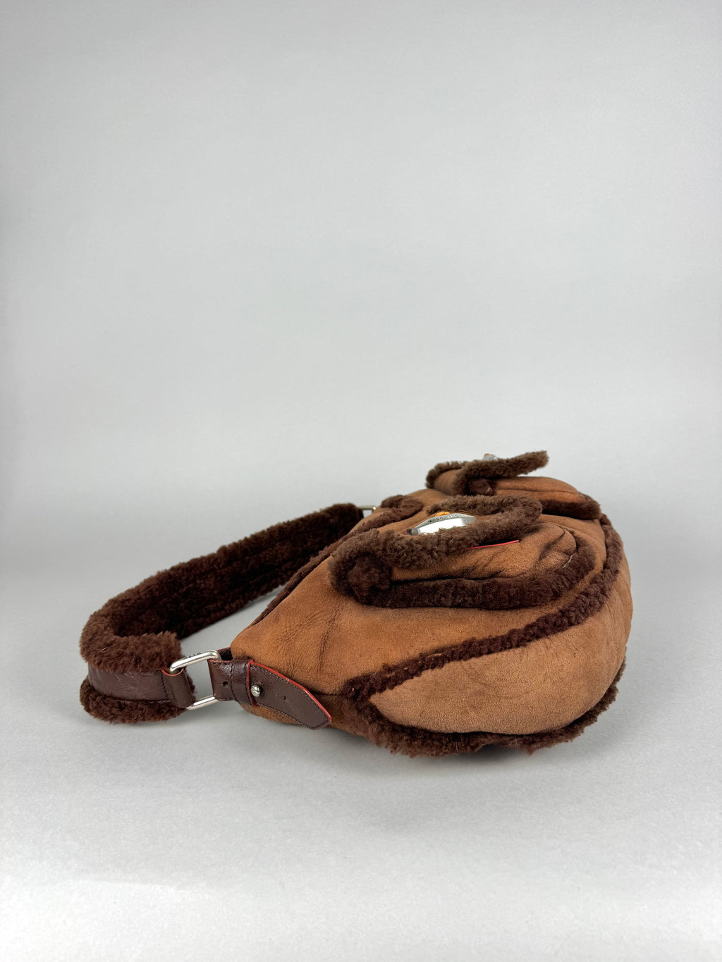 Marc Jacobs Brown Shearling Suede Pocket Shoulder