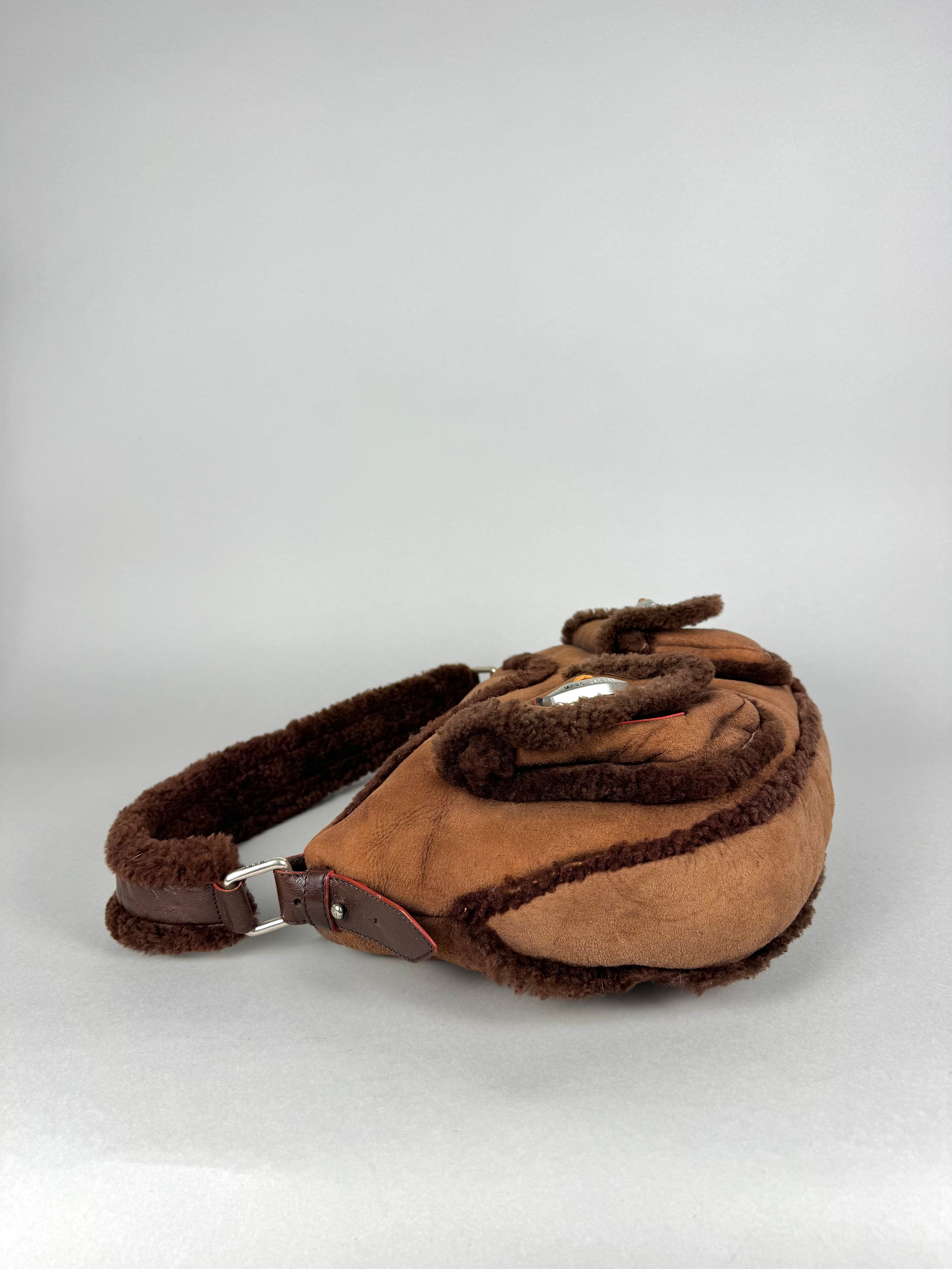 Marc Jacobs Brown Shearling Suede Pocket Shoulder